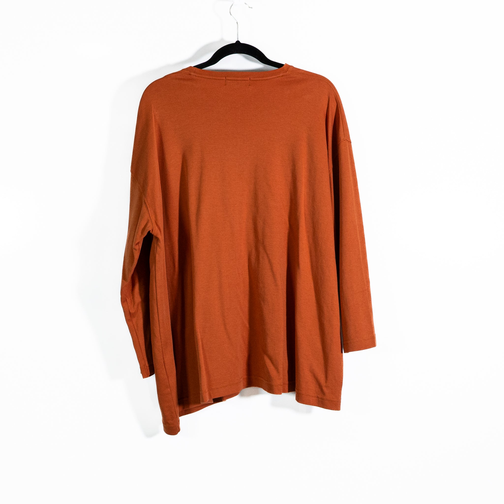 Eskandar Women's 100% Pima Cotton Crew Neck Long Sleeve Pullover Tee Shirt Top