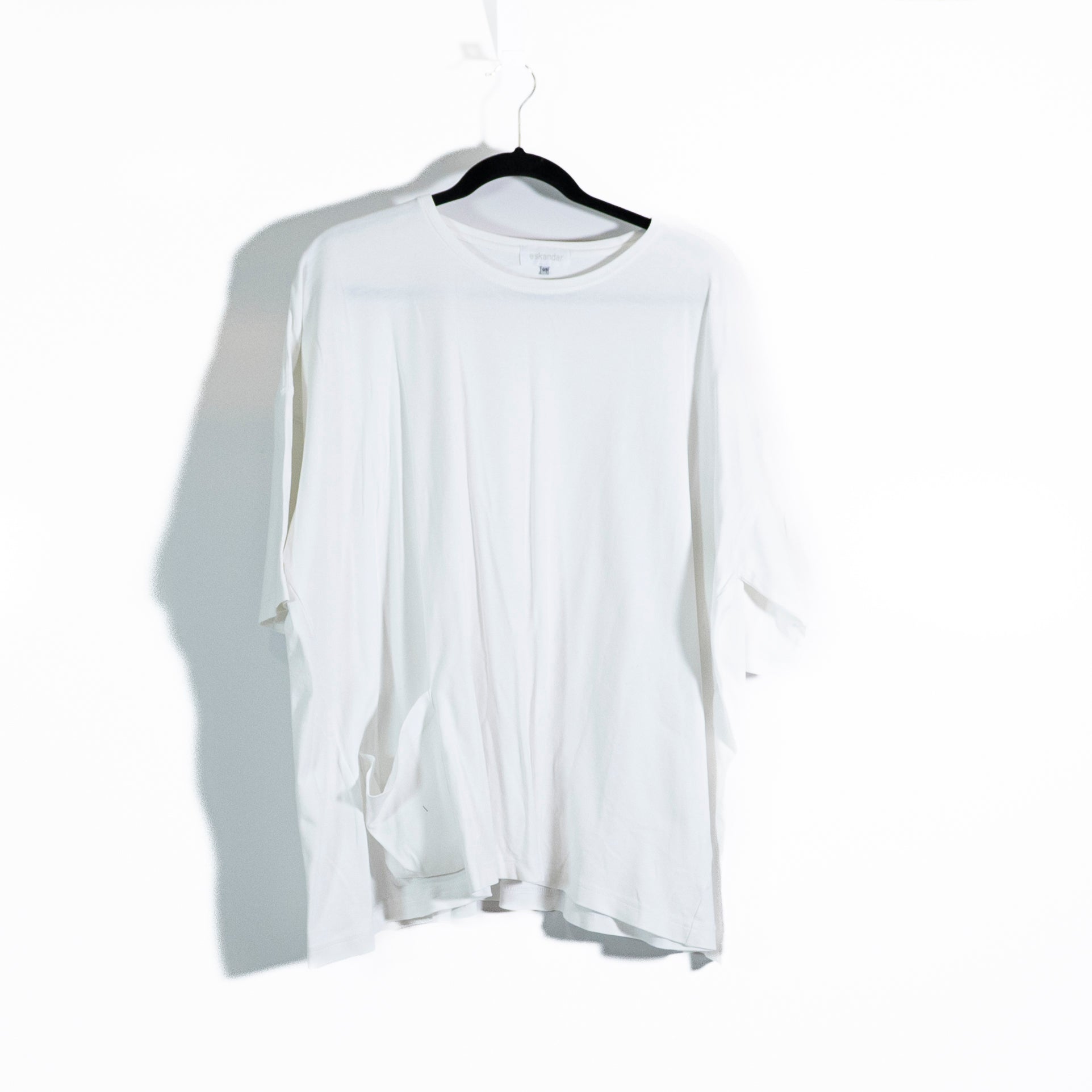 Eskandar Pima Cotton Crew Neck Half Sleeve Tee Shirt Solid White OS