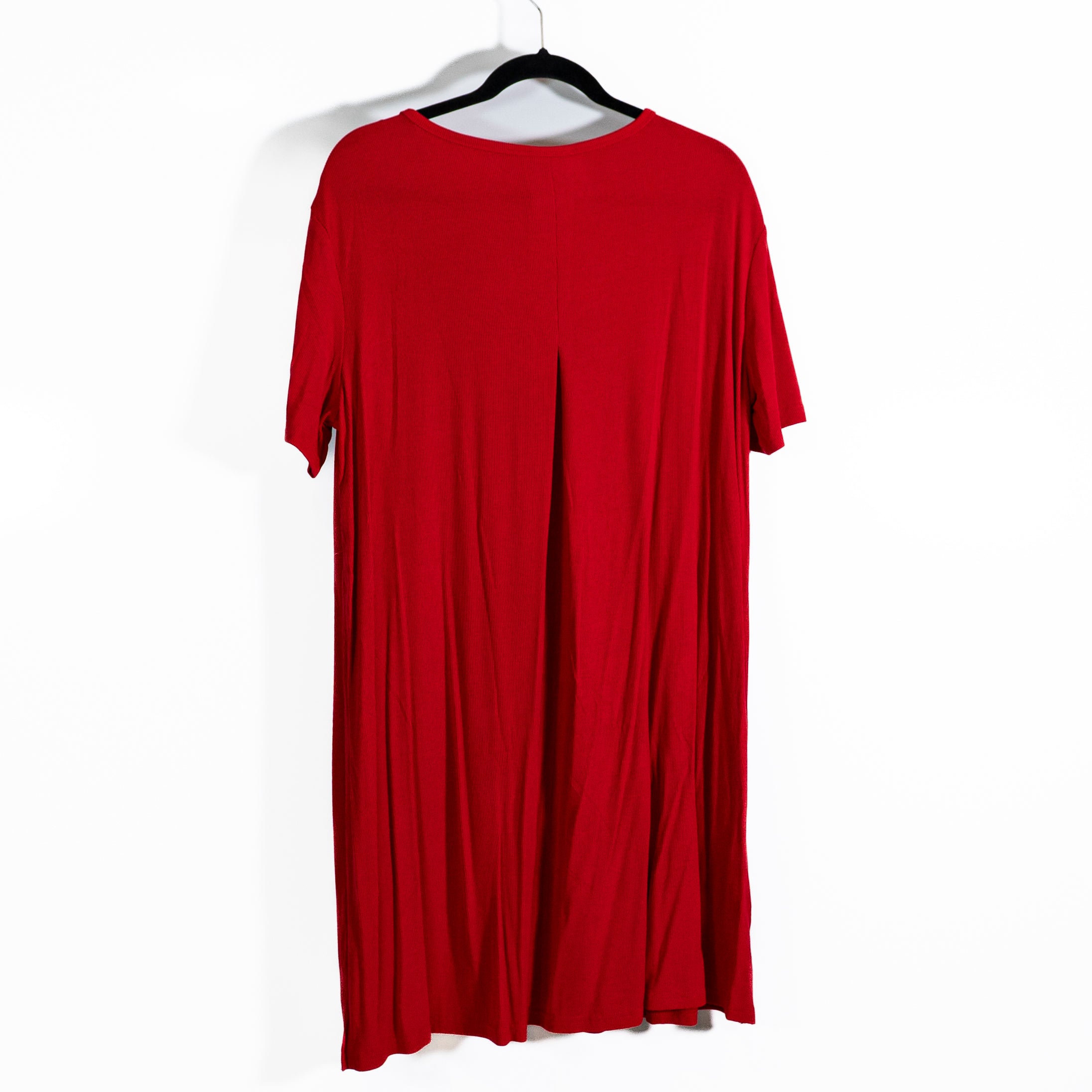 NEW Cozy Earth Bamboo Rib Knit Stretch Boyfriend Pullover Sleep Dress Crimson M