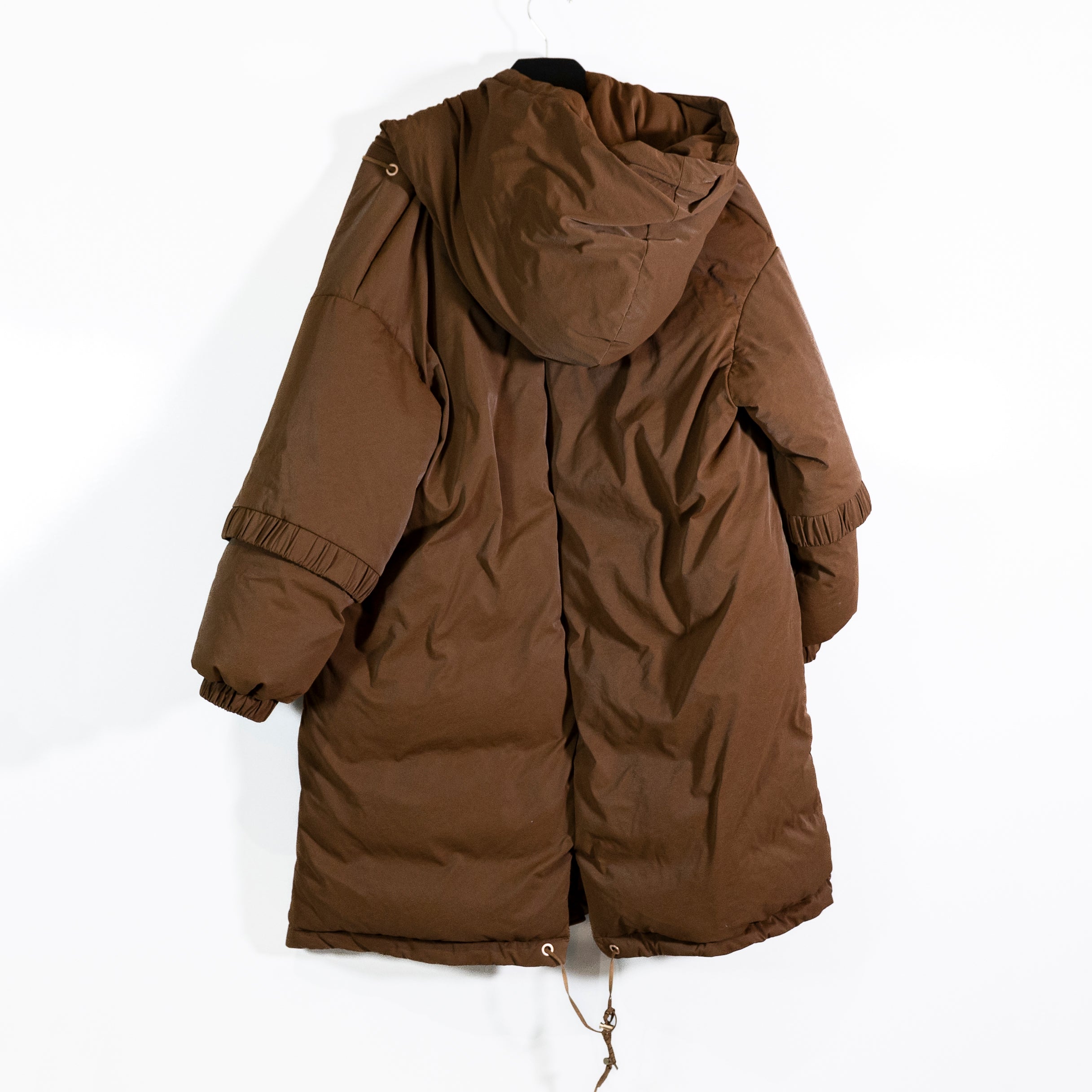 Nap Women's White Duck Down Feather Quilted Puffer Oversized Coat Jacket Brown S
