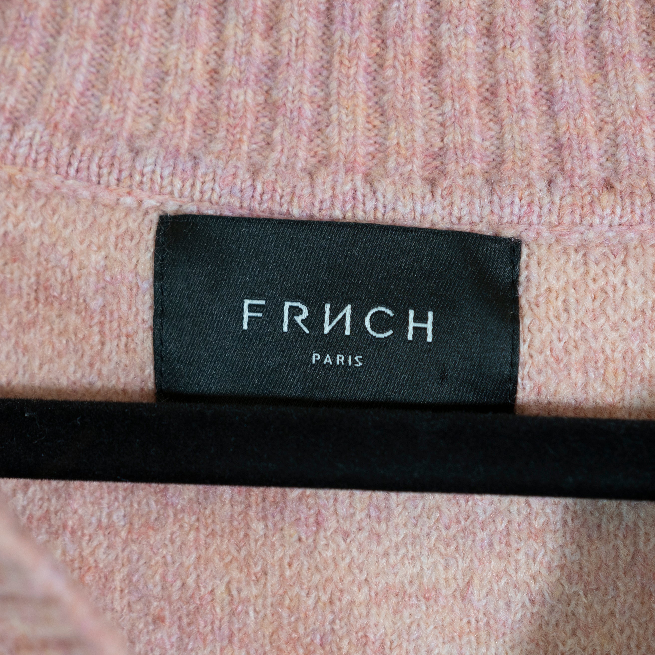 FRNCH Rosalie Fuzzy Knit Stretch V Neck Spread Collar Pullover Sweater Pink S