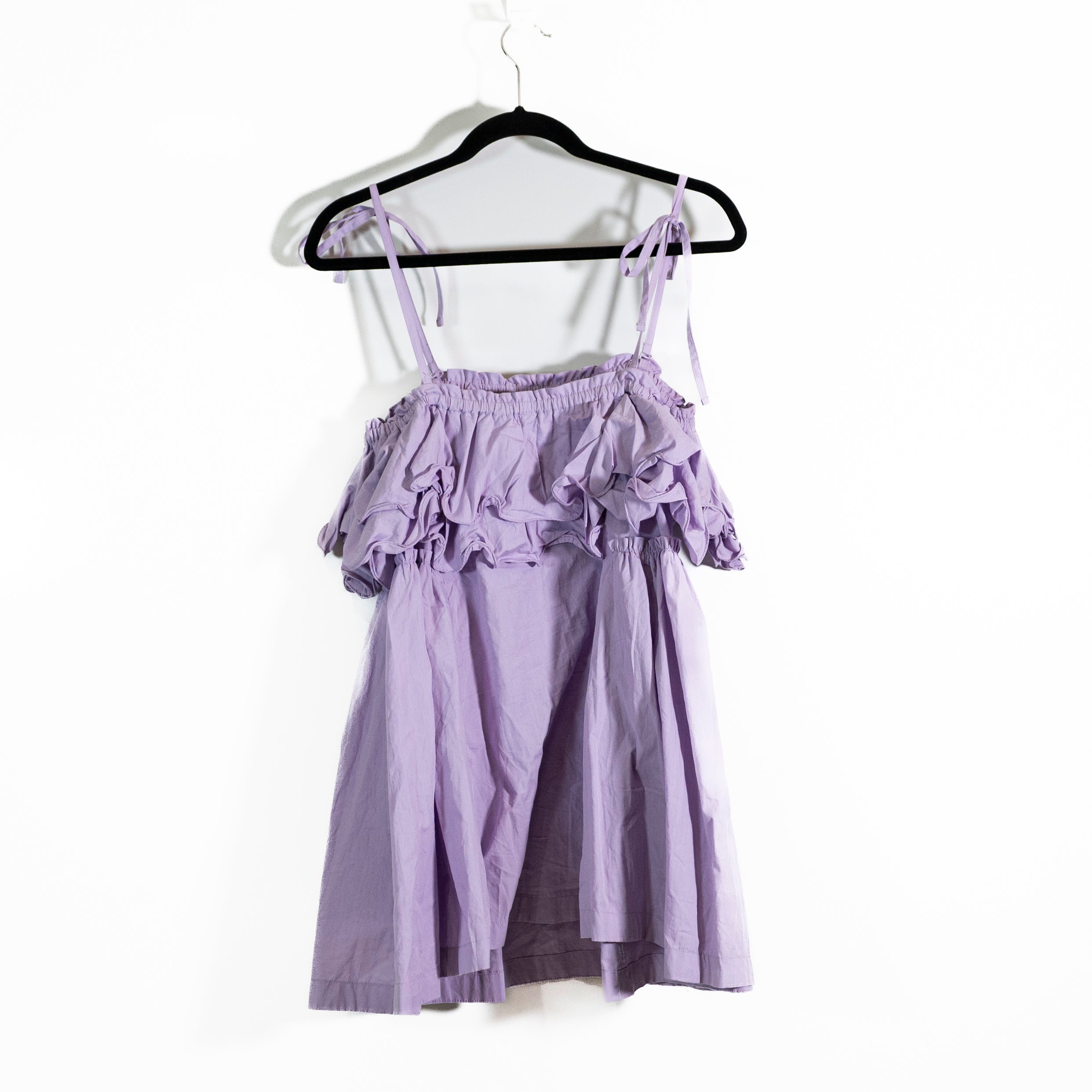 Free People Free-est Have A Thing For You Cotton Ruffle Dress Lavender Fields S