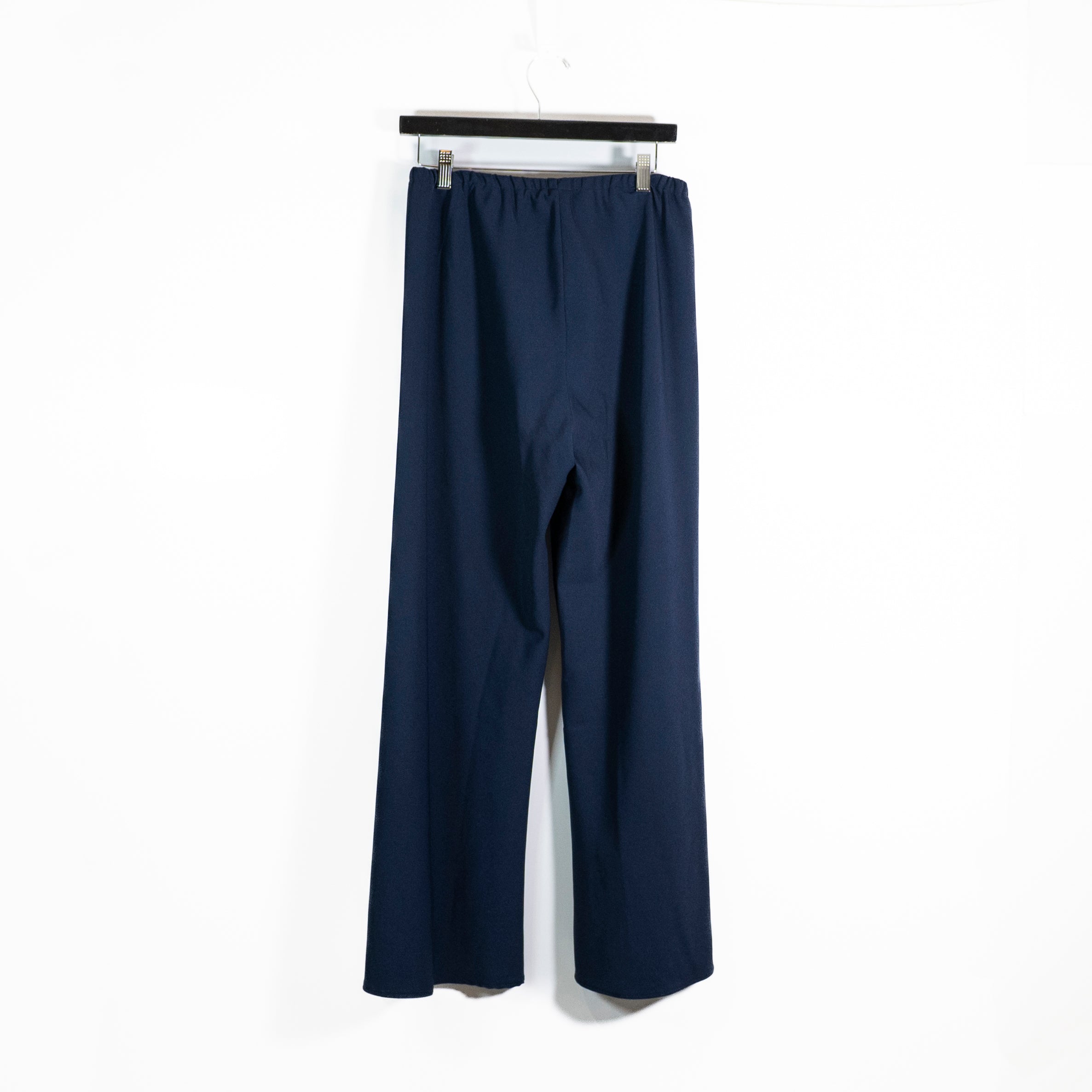 La Ligne Women's Straight Leg Mid Rise Pull On Trouser Pants Navy Blue Medium