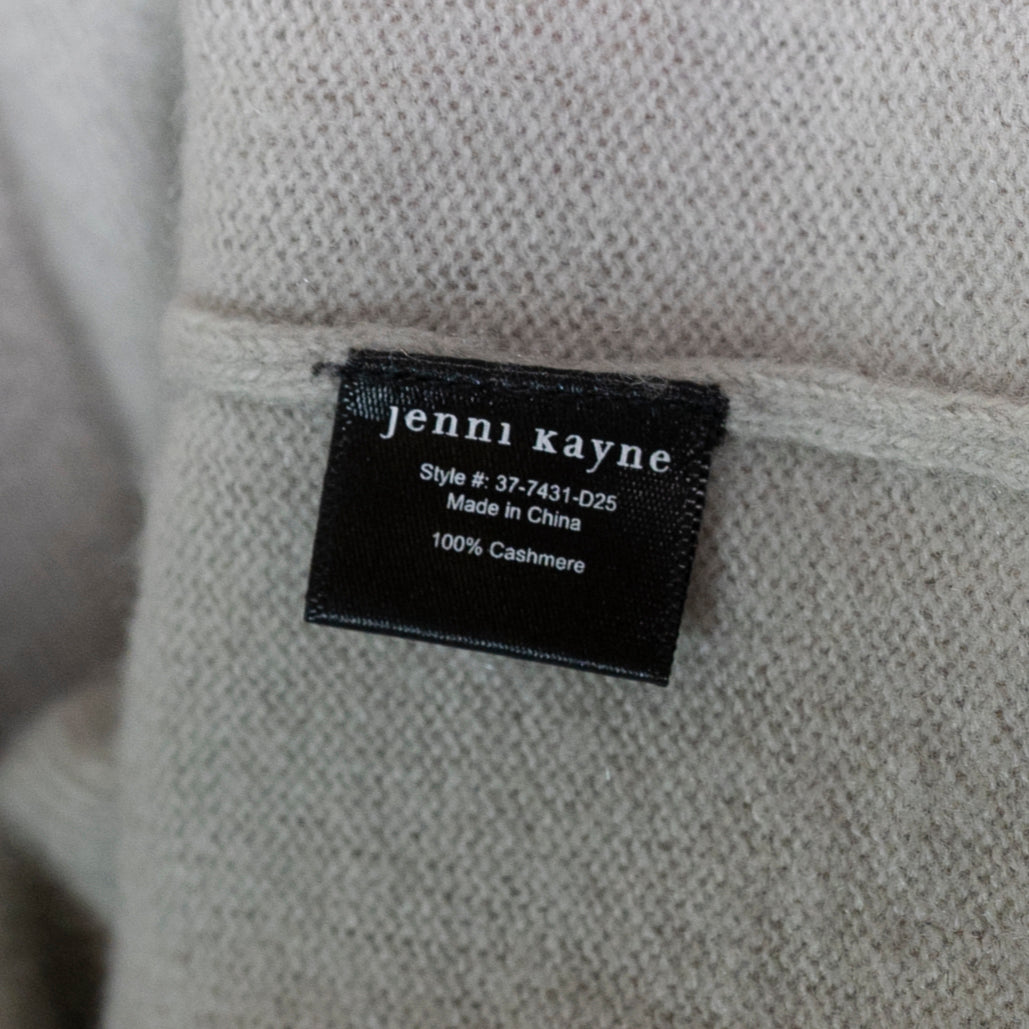 Jenni Kayne Flynn 100% Cashmere Knit Stretch V Neck Pullover Sweater Gray Small