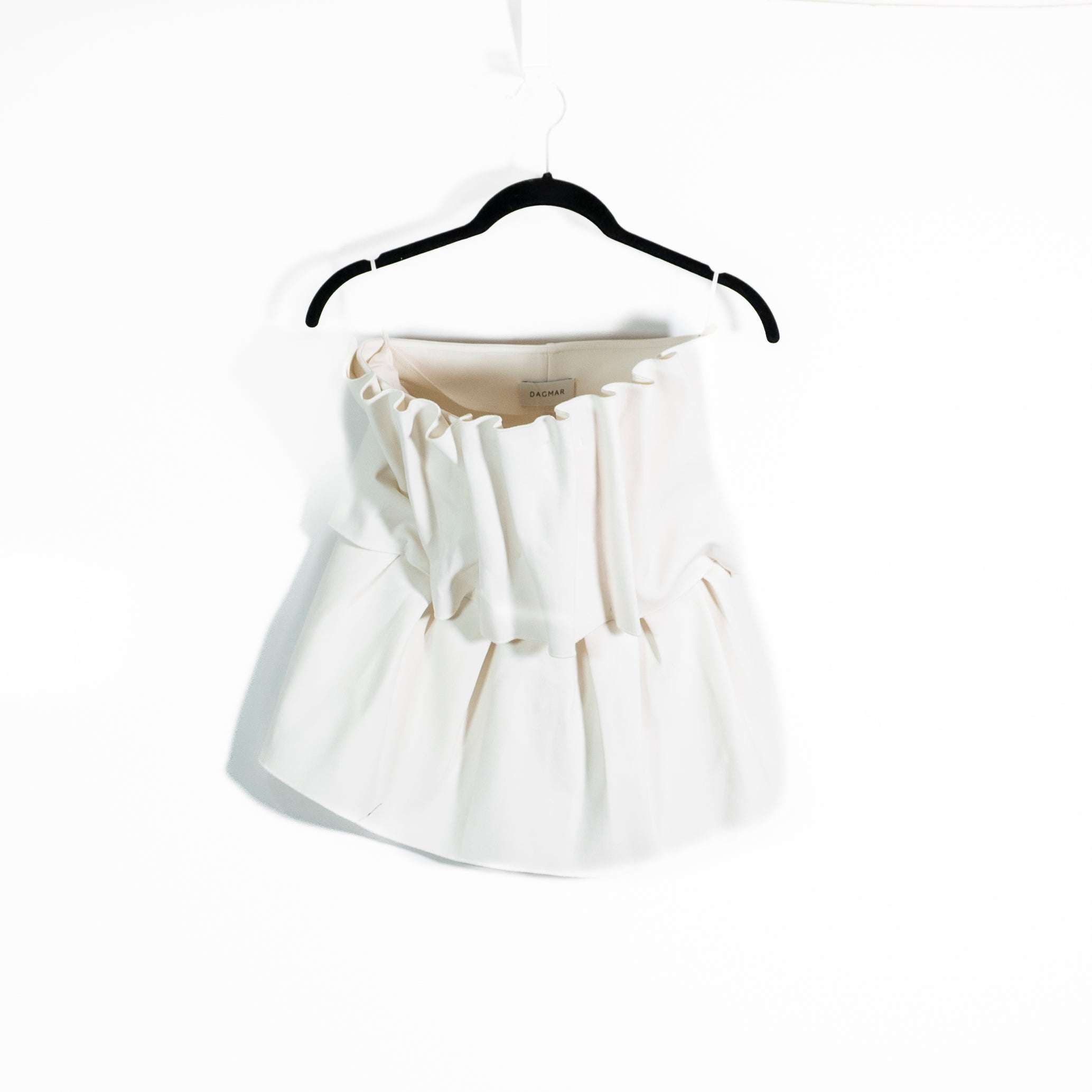 NEW House Of Dagmar Sculpted Ponte Stretch Strapless Ruffle Tube Top White 40