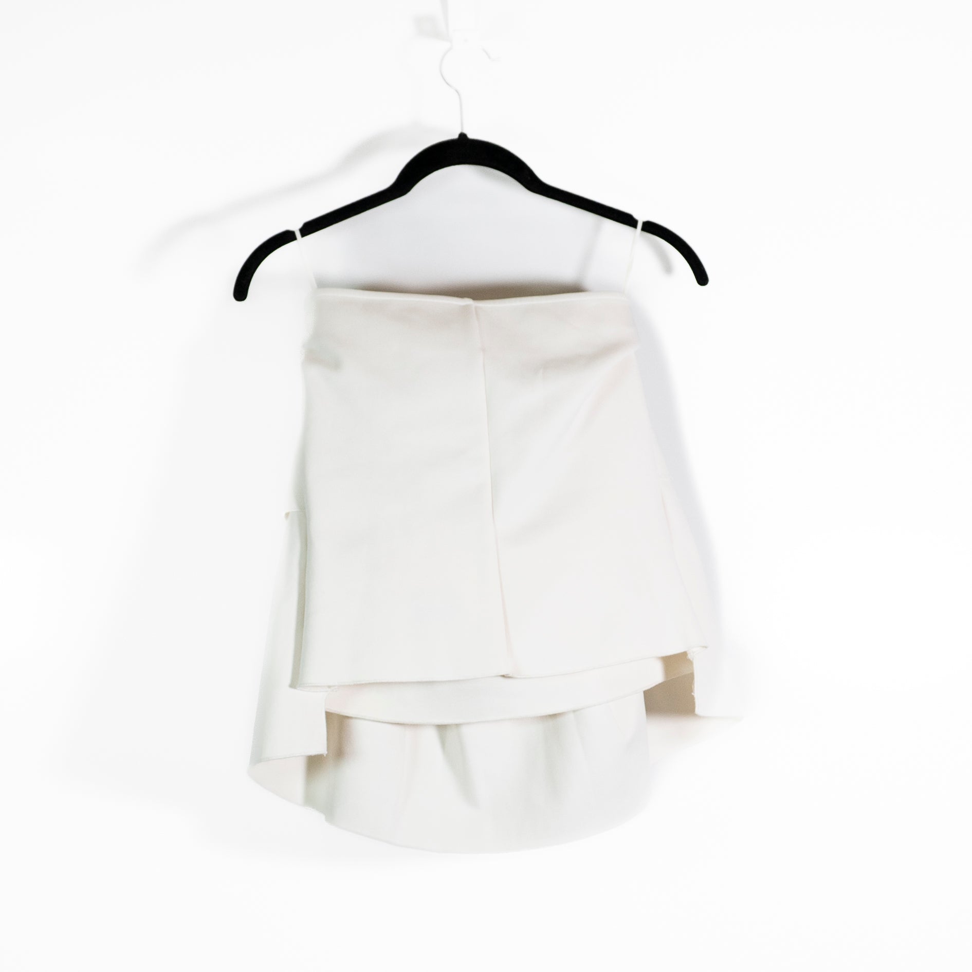 NEW House Of Dagmar Sculpted Ponte Stretch Strapless Ruffle Tube Top White 40