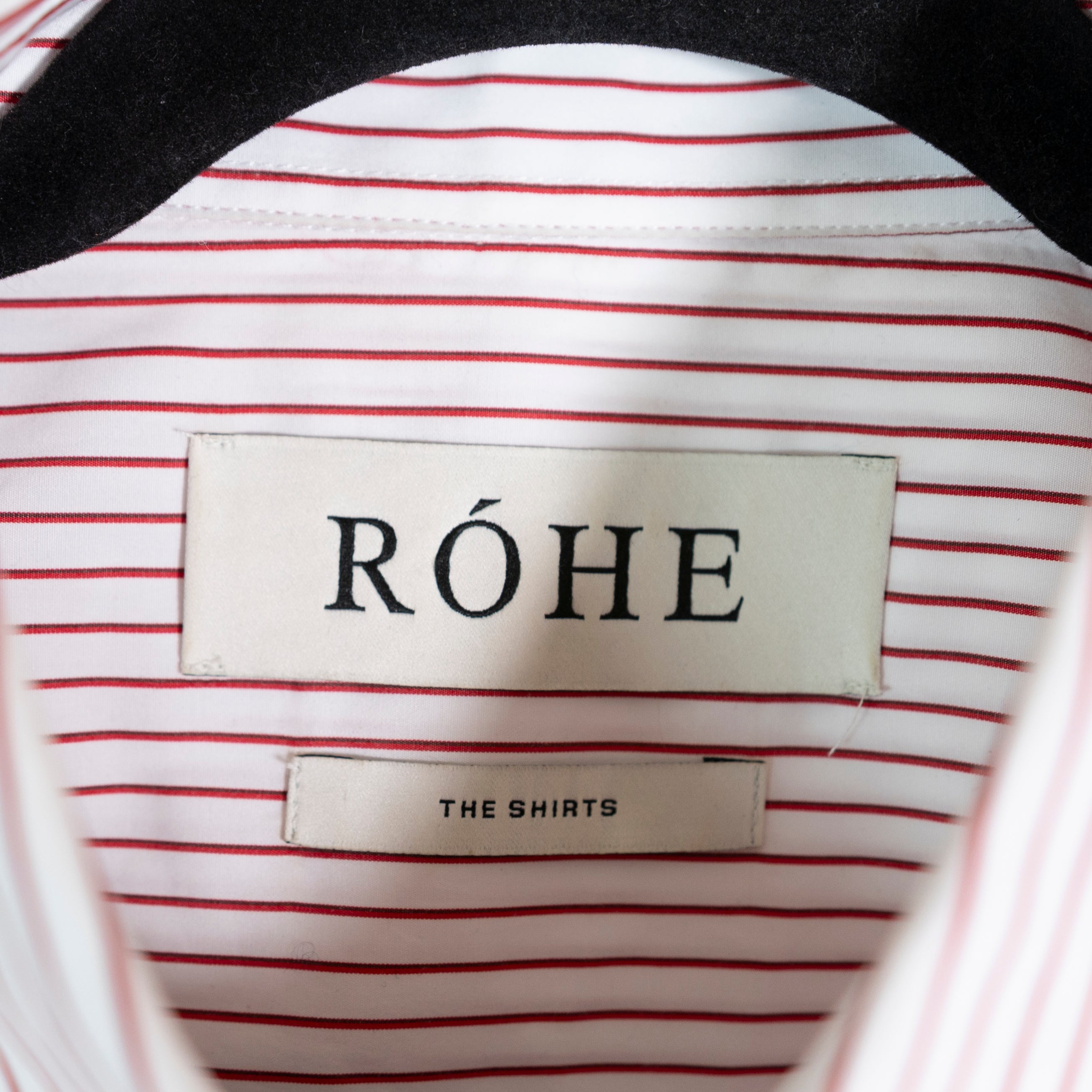 Rohe Women's Cotton Poplin Collared Long Sleeve Button Down Stripe Blouse Shirt