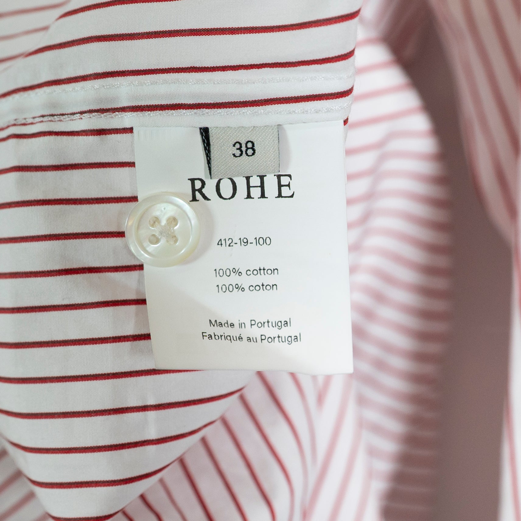 Rohe Women's Cotton Poplin Collared Long Sleeve Button Down Stripe Blouse Shirt