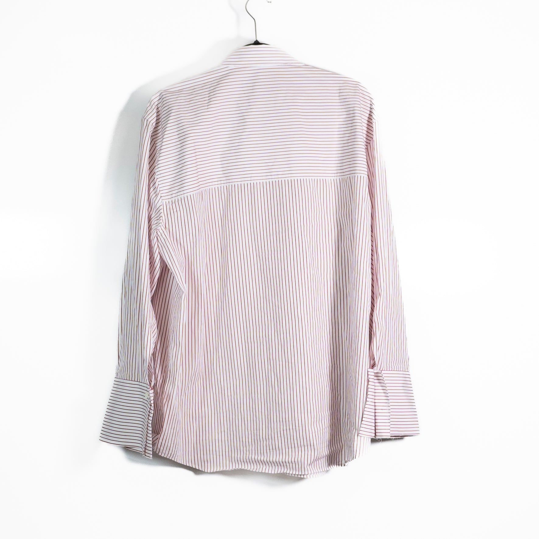 Rohe Women's Cotton Poplin Collared Long Sleeve Button Down Stripe Blouse Shirt