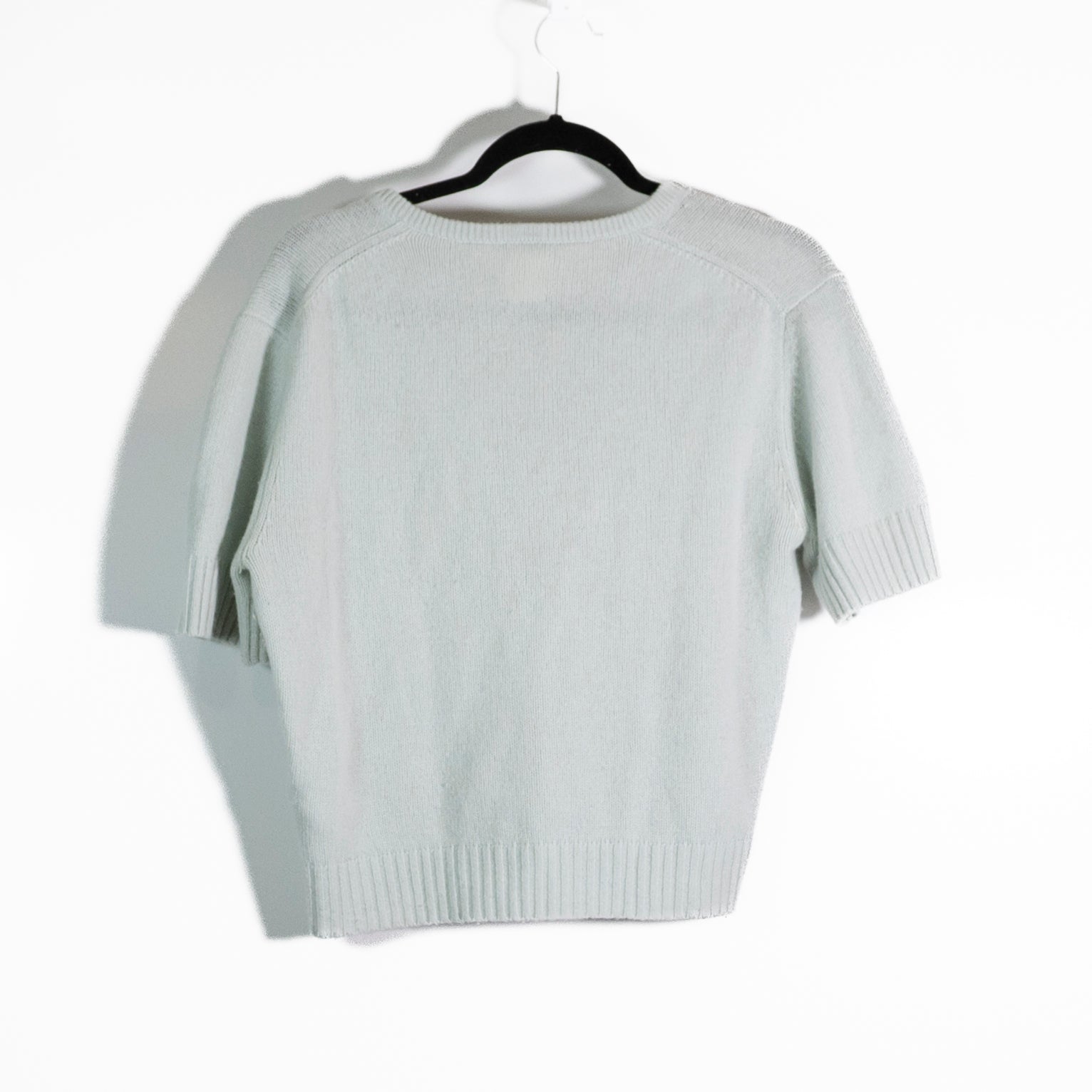 Jardin Des Orangers Cashmere Knit Stretch V Neck Pullover Sweater Blue Large