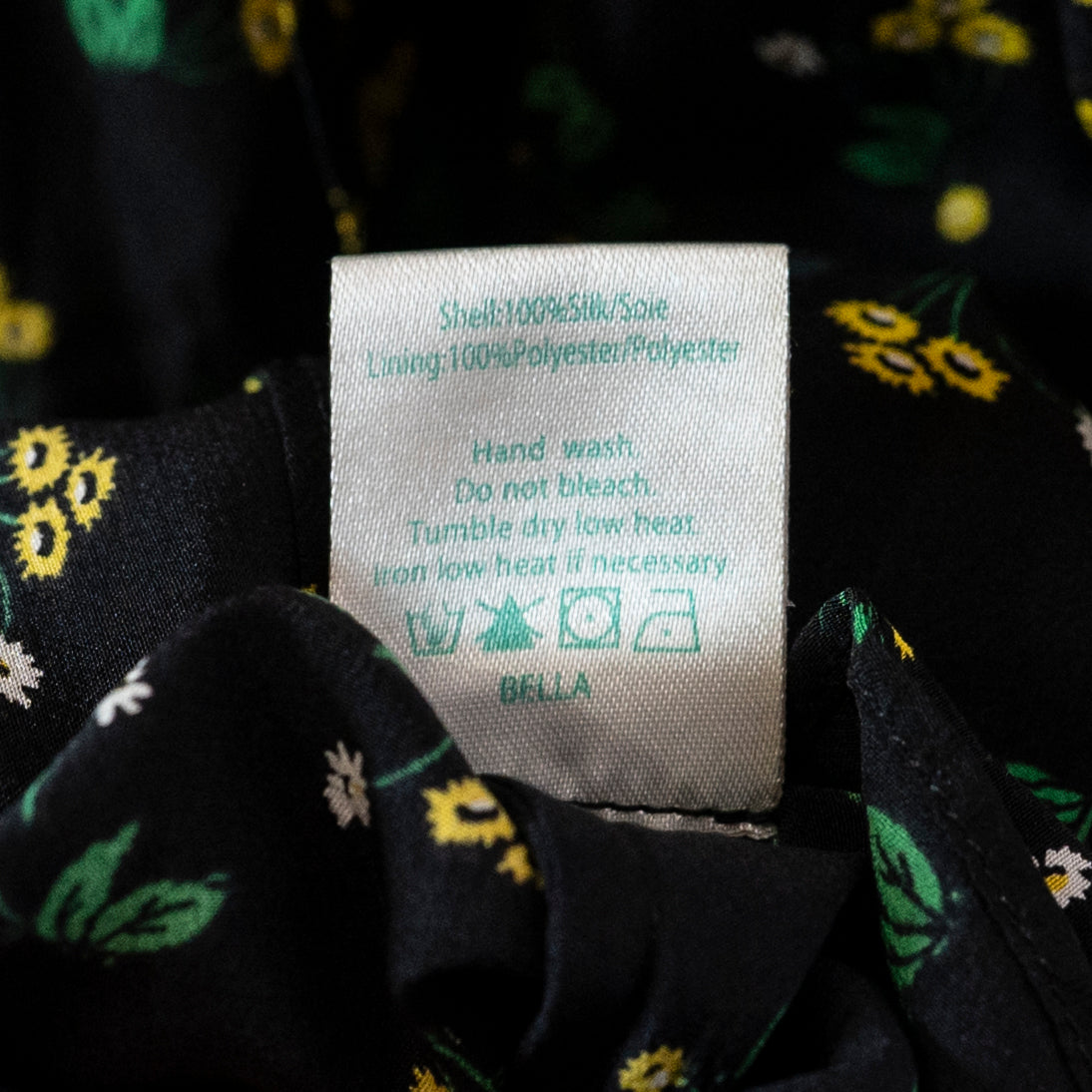 Rixo Silk Chiffon Green Yellow Floral Flower Print Pattern Midi Dress Small