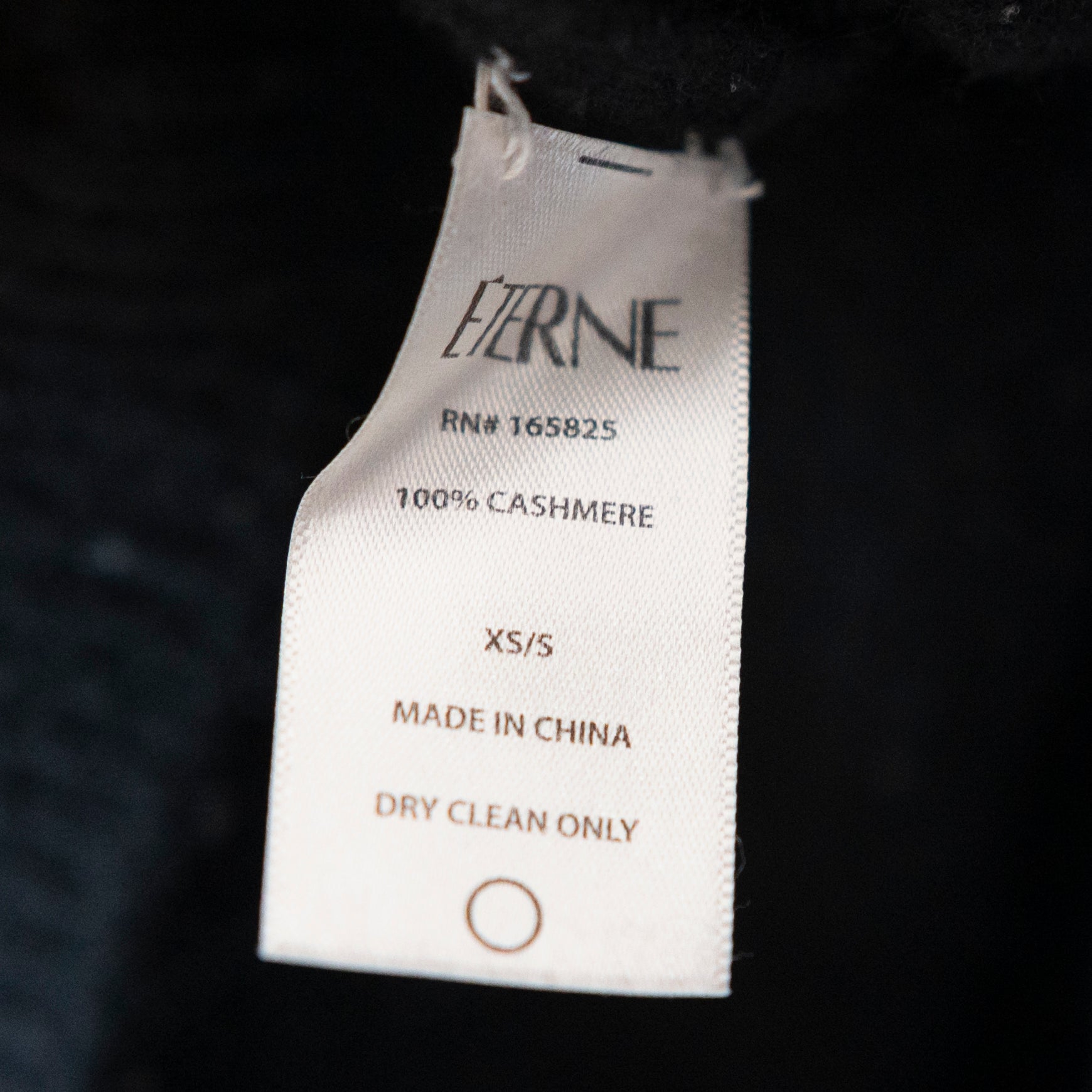 Eterne 100% Cashmere Knit Stretch Crew Neck Pullover Sweater Black XS/S