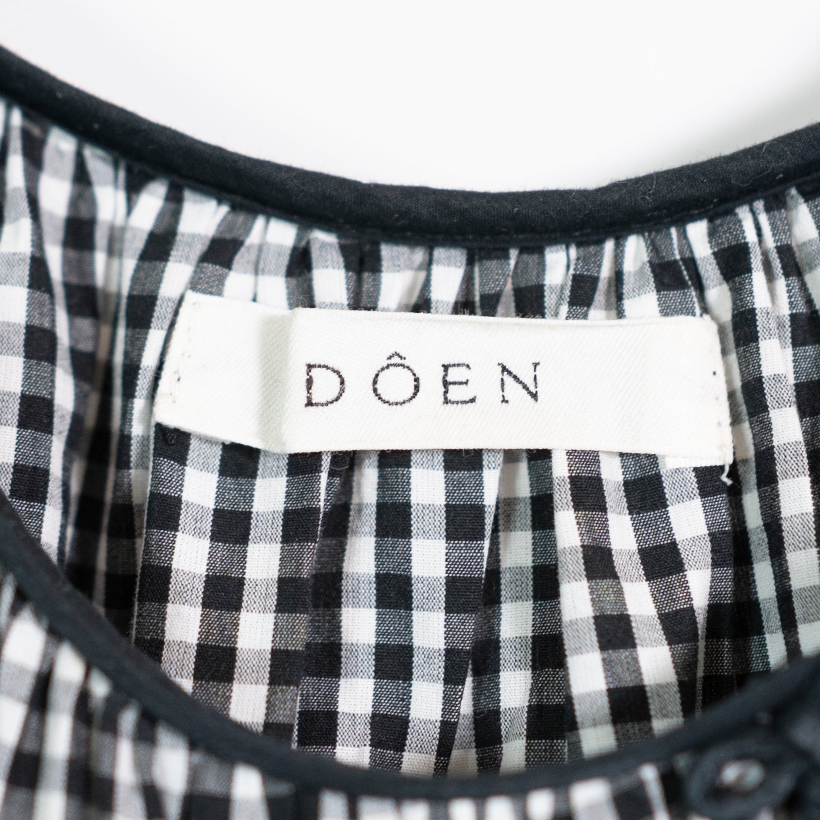 Doen Julia Organic Cotton Noir La Maddalena Gingham Print Pullover Mini Dress M