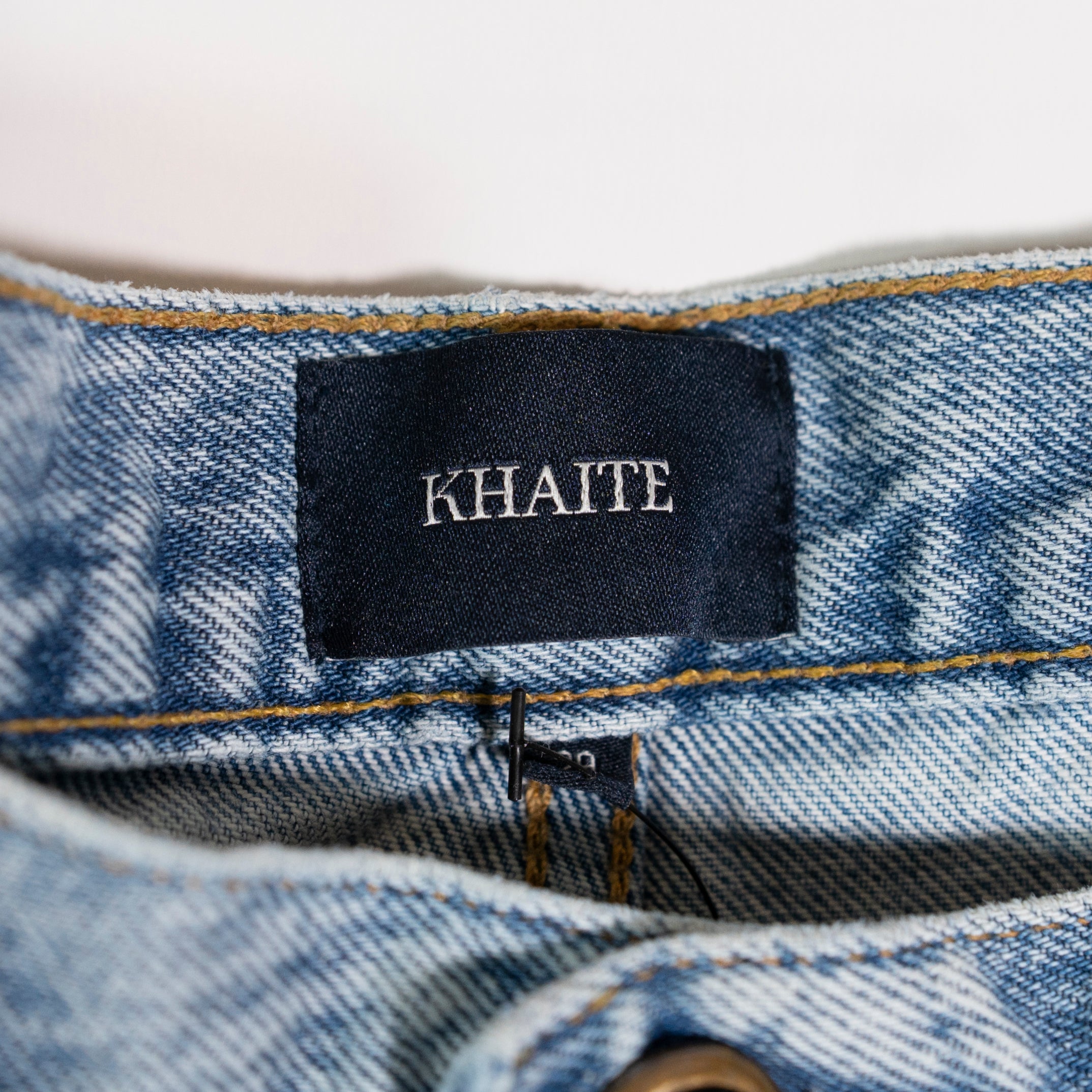 Khaite Kerrie Cotton Mid Rise Wide Leg Denim Jeans Light Wash 29