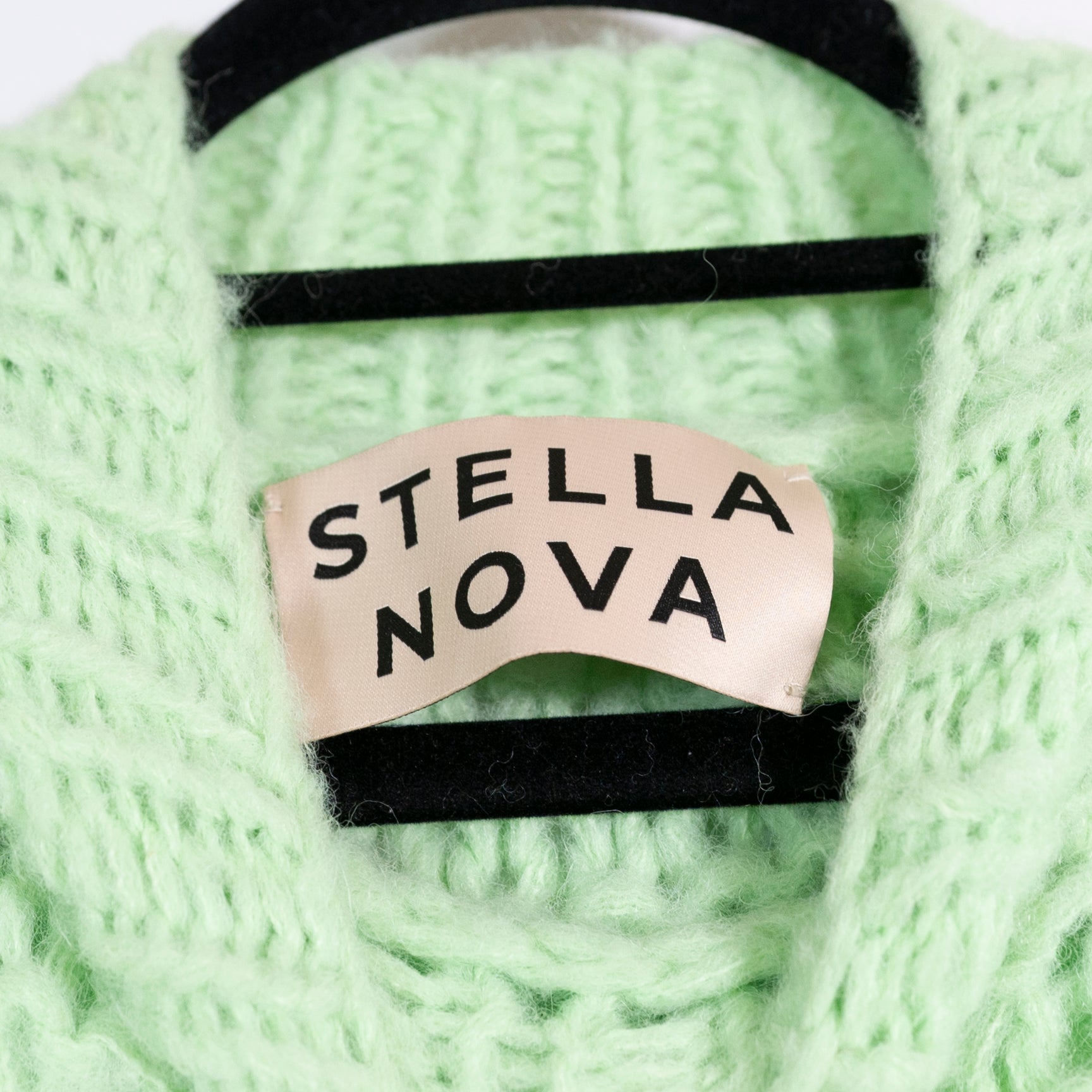 Stella Nova Women's Alpaca Chunky Knit Neon Green Mock Neck Pullover Sweater S