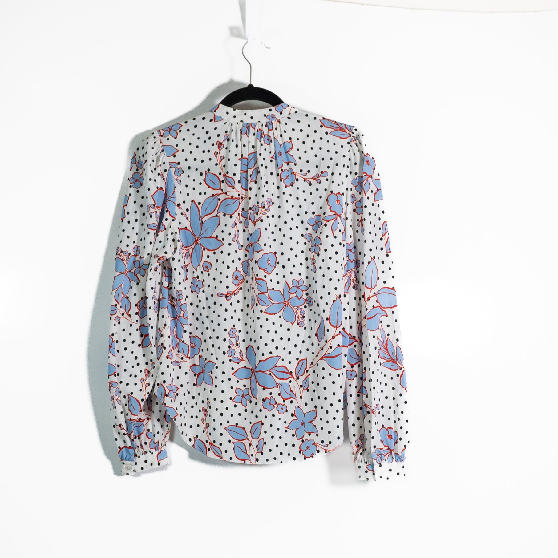 Veronica Beard Ashlynn Silk Chiffon Stretch Long Sleeve Blouse Shirt White Multi