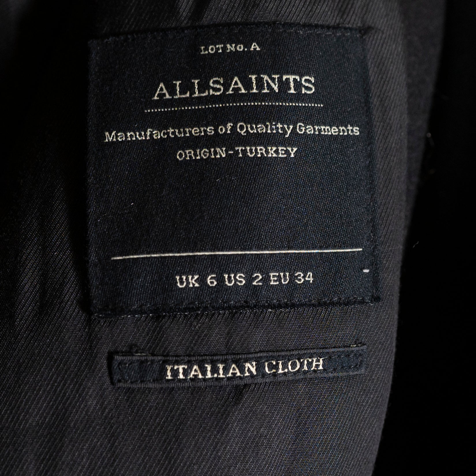 Allsaints Women's Hide Monument Draped Spread Collar Wool Leather Coat Jacket 2