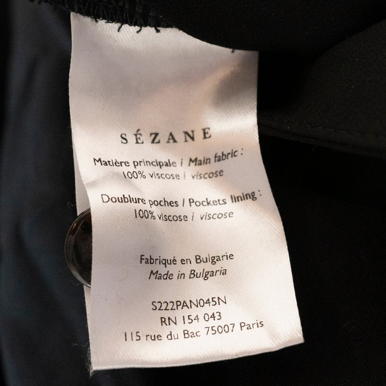 Sezane Women's High Waisted Wide Leg Trouser Pants Solid Black 34 / Small