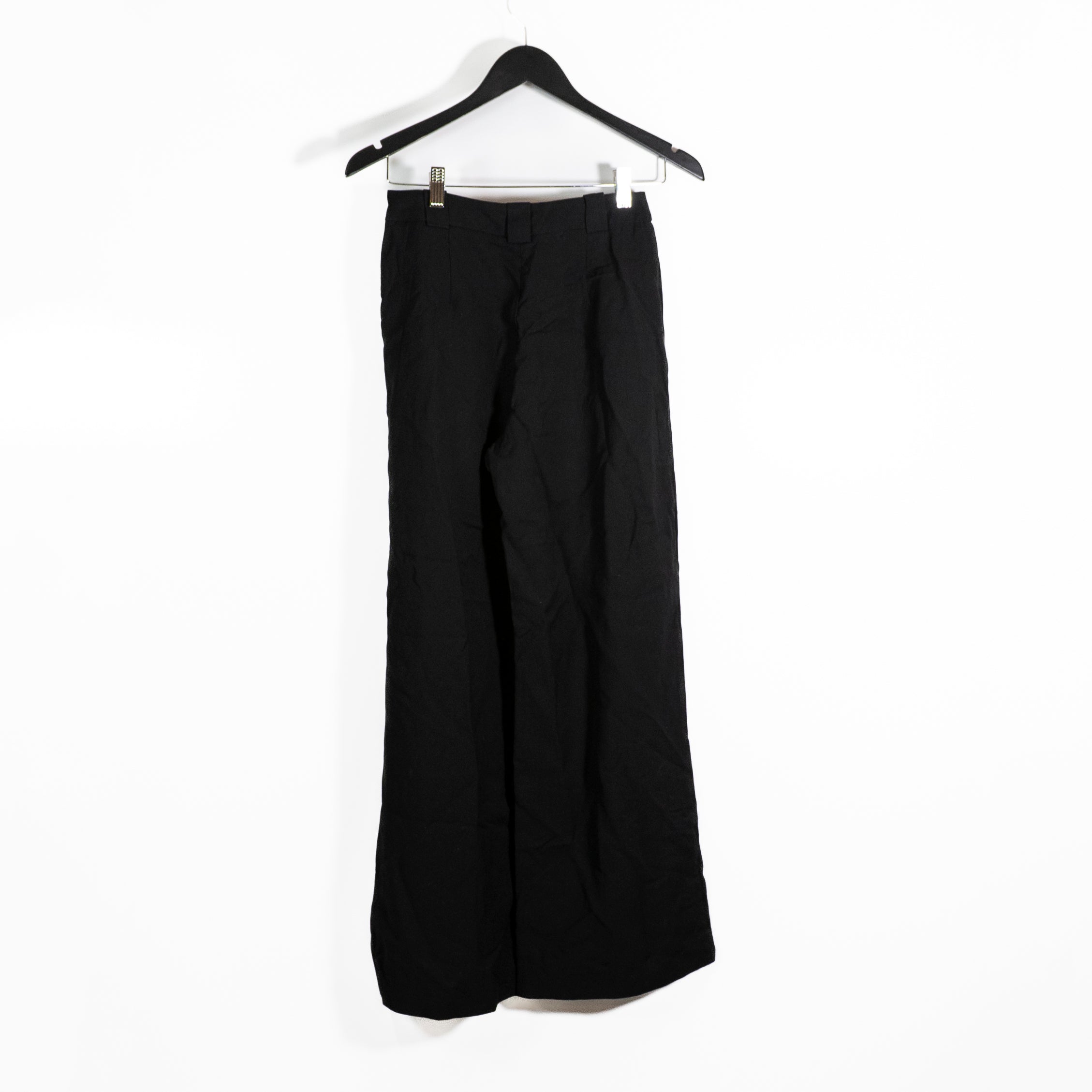 Sezane Women's High Waisted Wide Leg Trouser Pants Solid Black 34 / Small