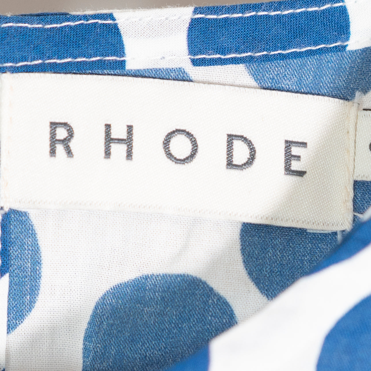 Rhode Ella Cotton Braided Belt Fit Flare Minidress Blue White Polka Dot Print S