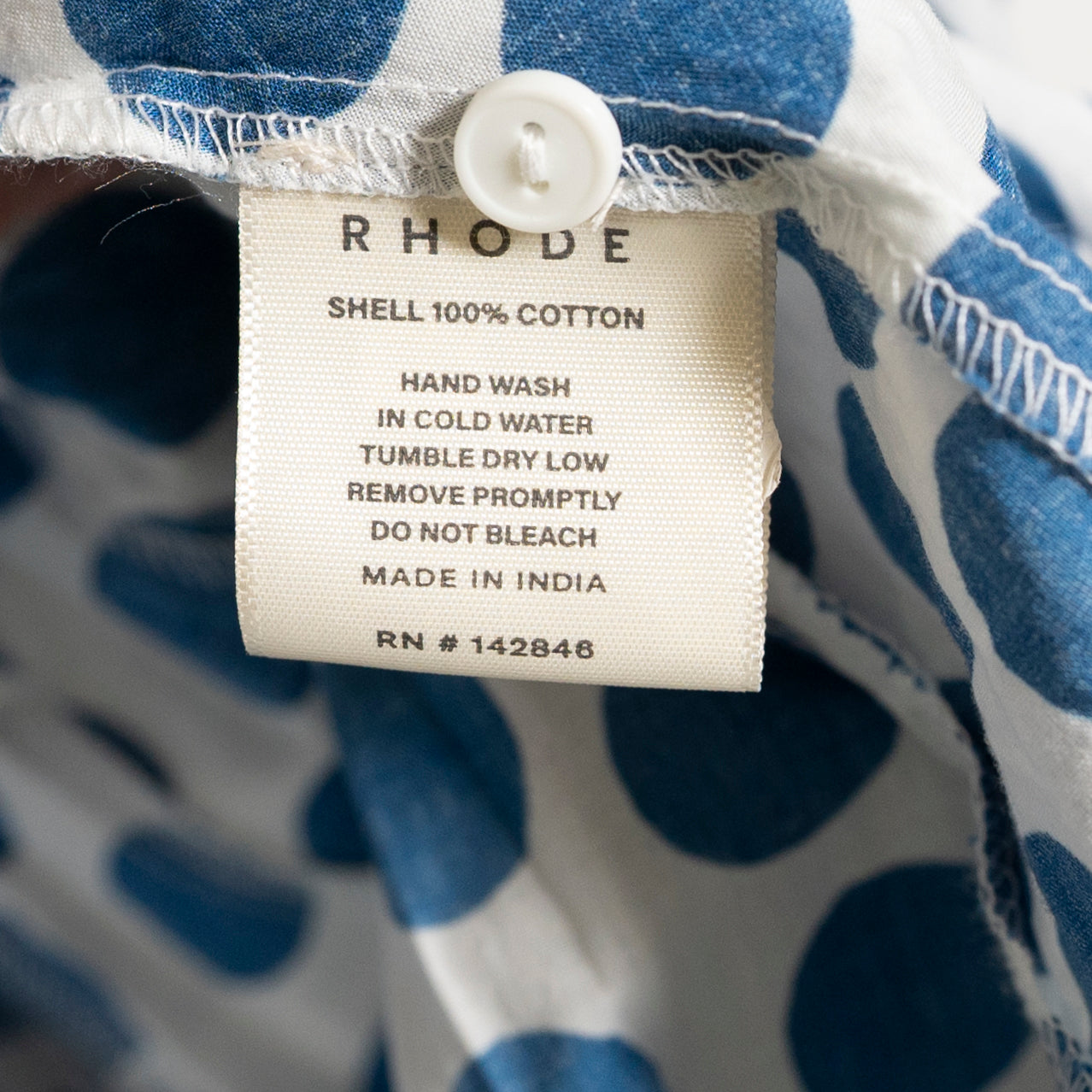 Rhode Ella Cotton Braided Belt Fit Flare Minidress Blue White Polka Dot Print S