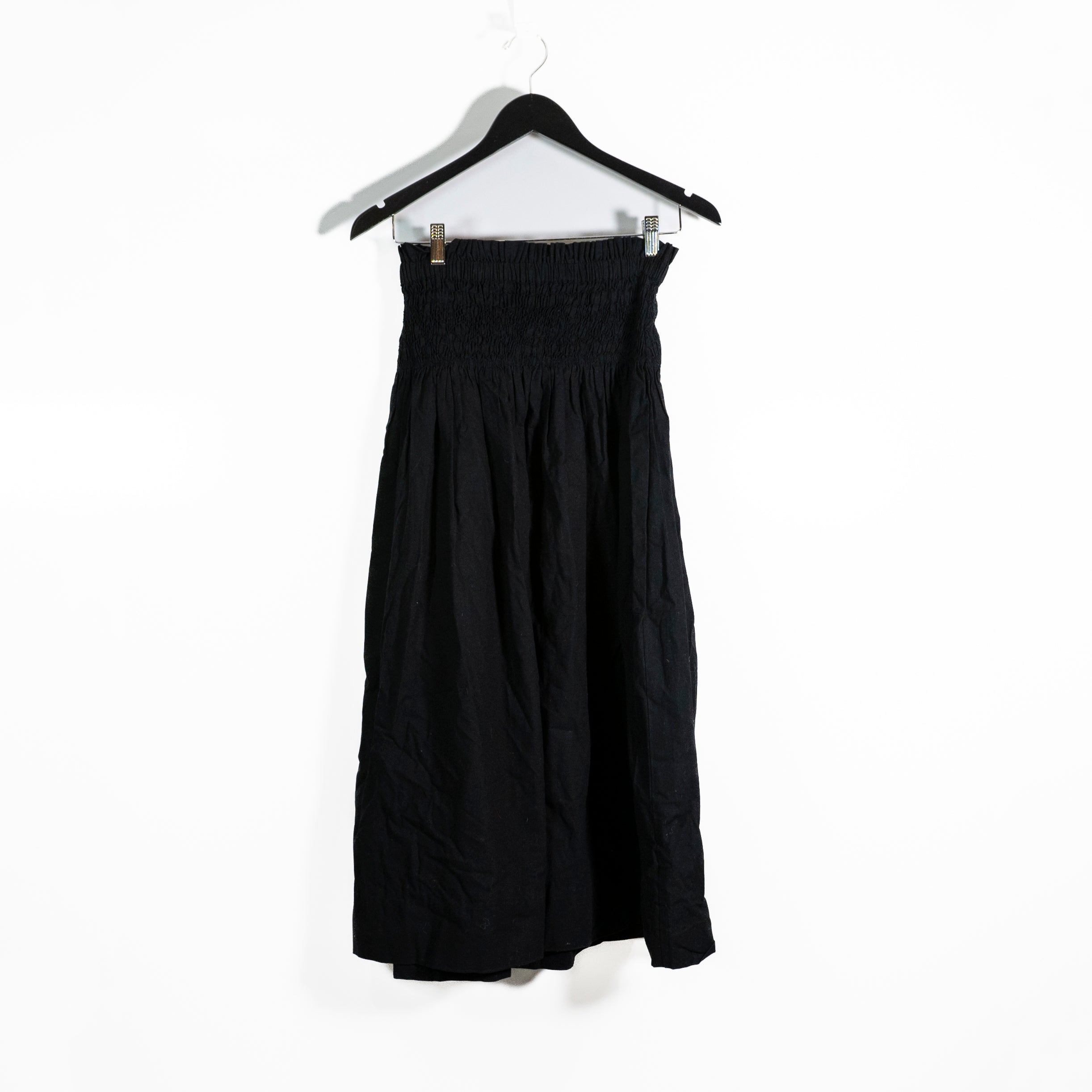 Sea New York Cotton Smocked Waist Pull On Midi Skirt Solid Black Small