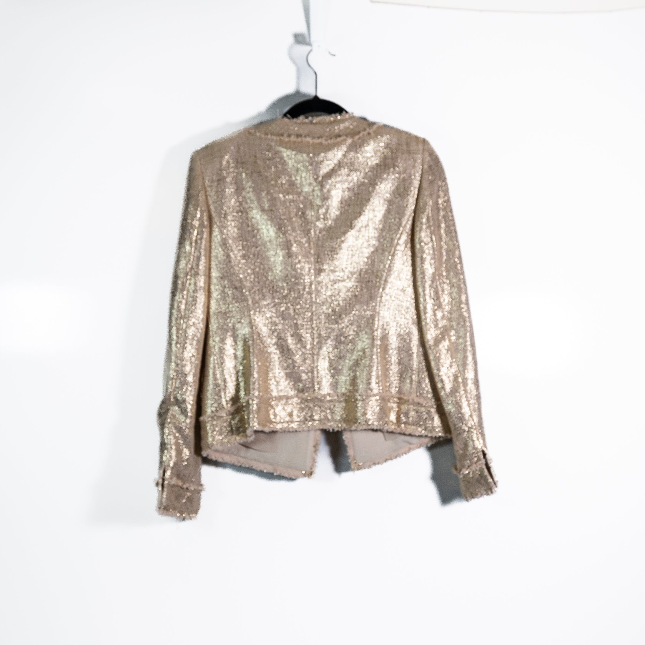 NEW Maison Common Women's Signature Cotton Woven Tweed Jacket Blazer Gold Small