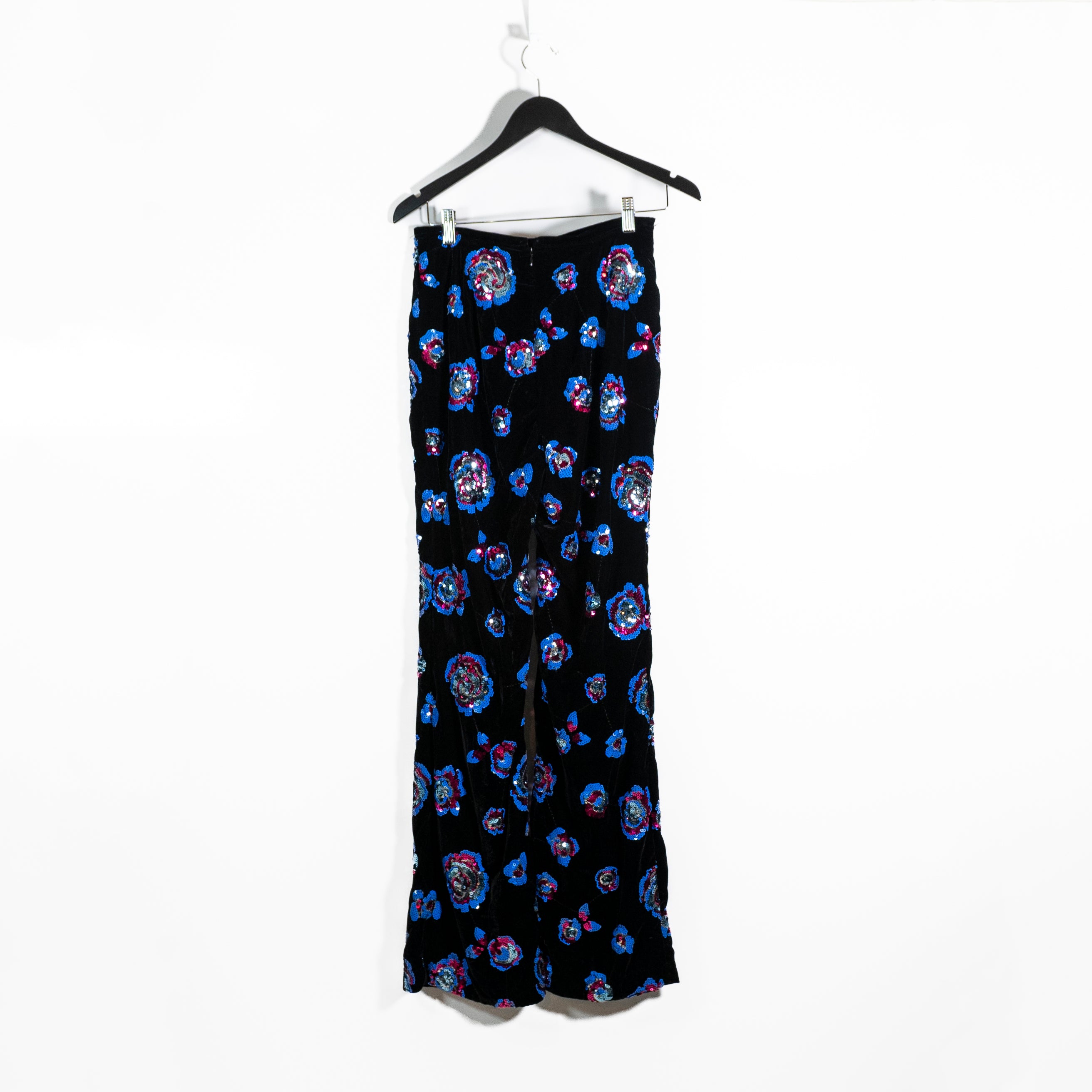 NEW Sabina Musayev Floral Flower Sequin Sparkle Embellished Velvet Velour Pants