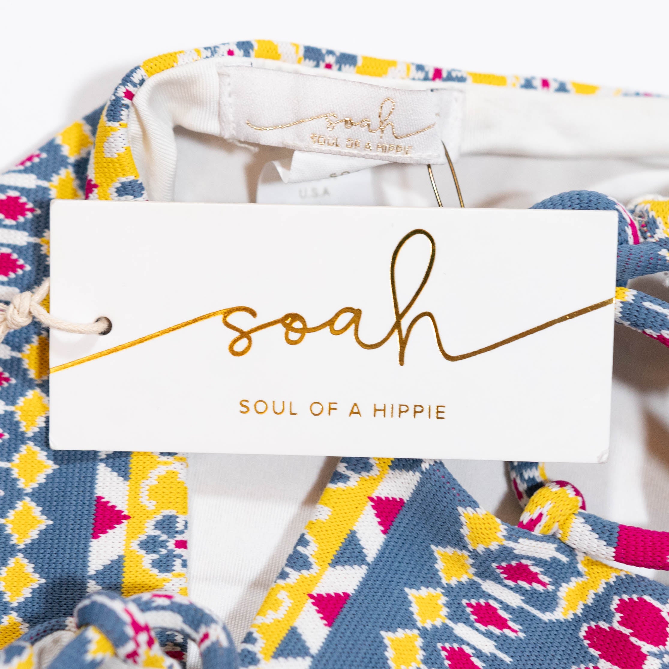 NEW SOAH Soul Of A Hippie Ivy High Waisted Lace Up Swim Bikini Bottom Flora M