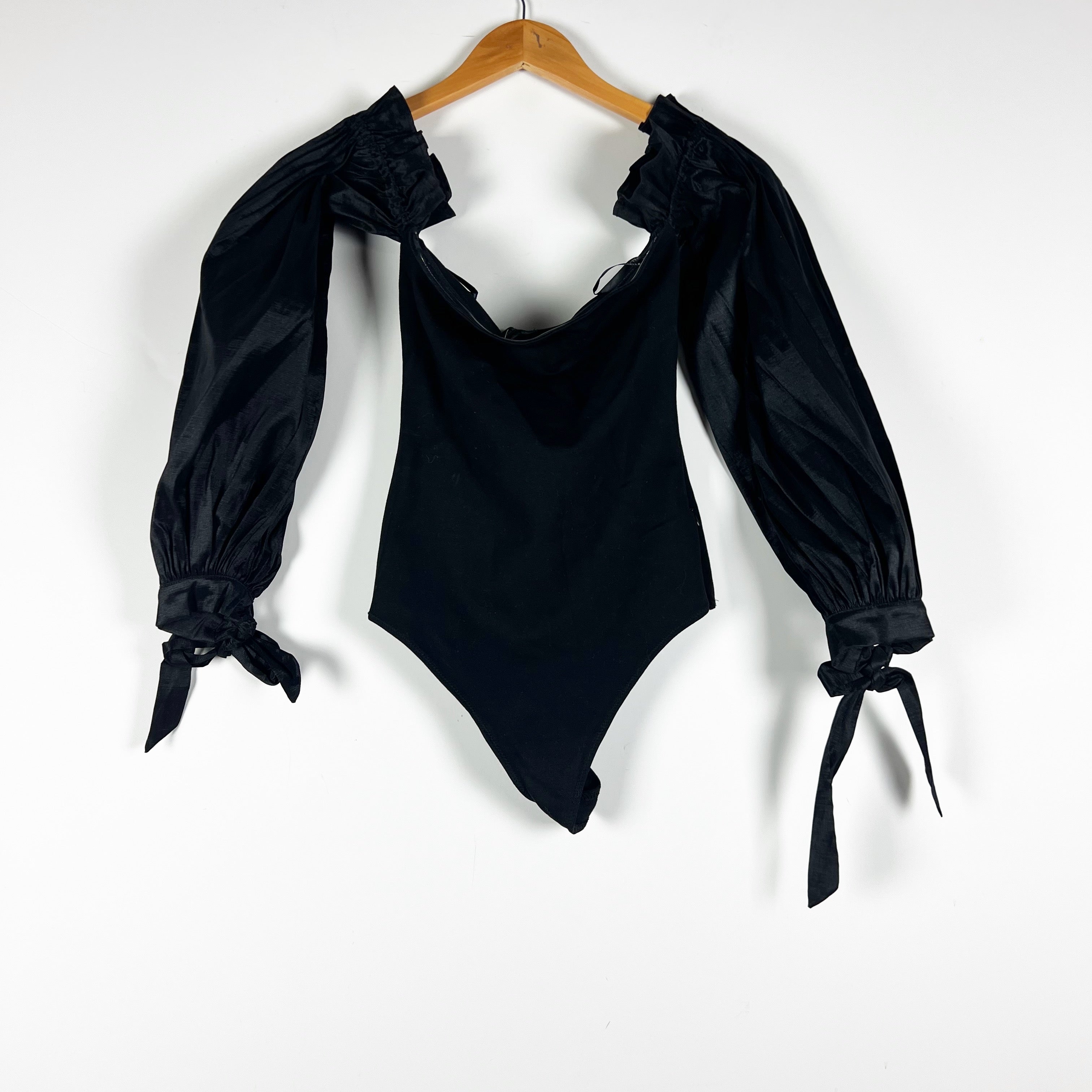 Majorelle Bliss Off The Shoulder Long Sleeve One Piece Bodysuit Black XS