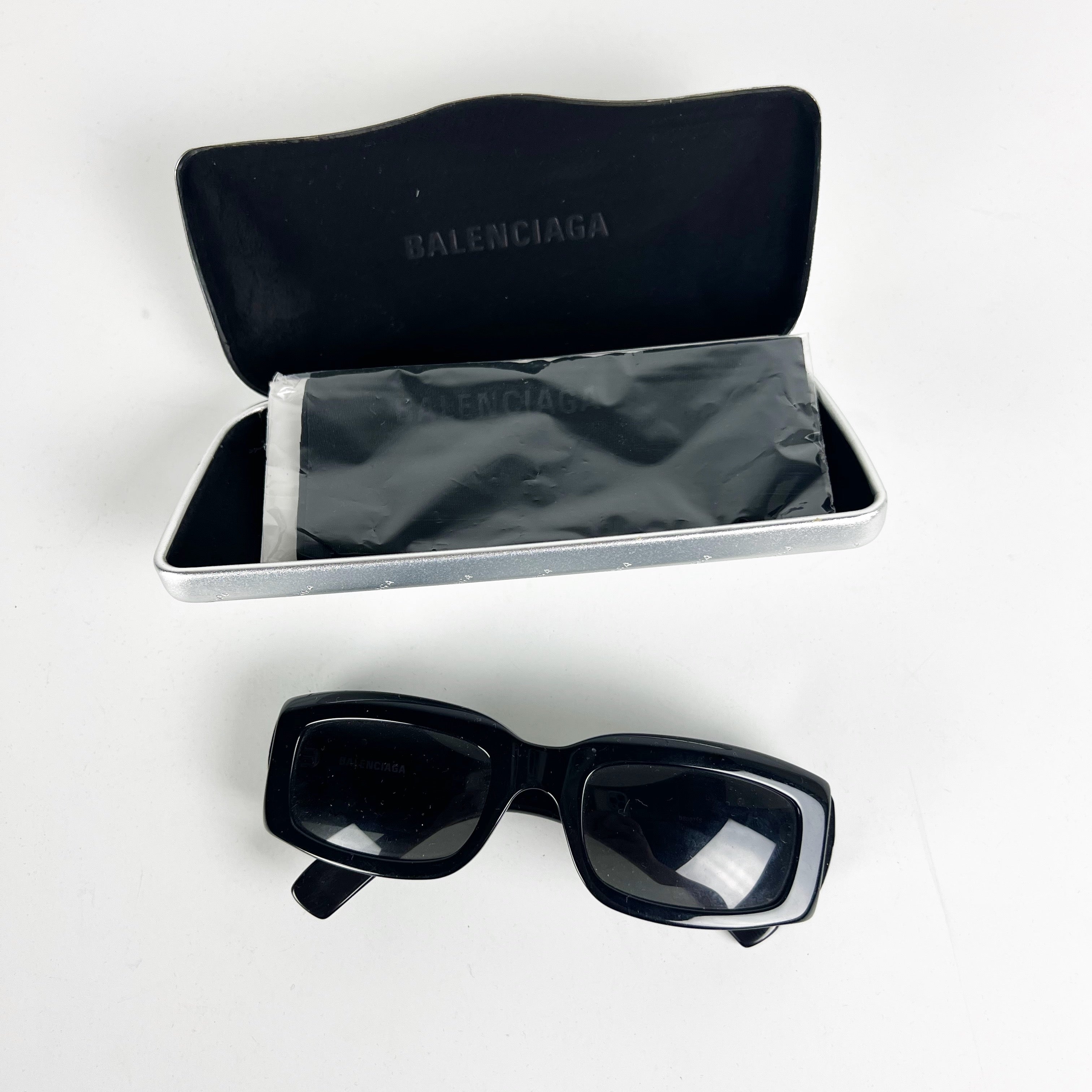 Balenciaga Women's Made In Italy Black BB0071S Rectangle Frame Sunglasses