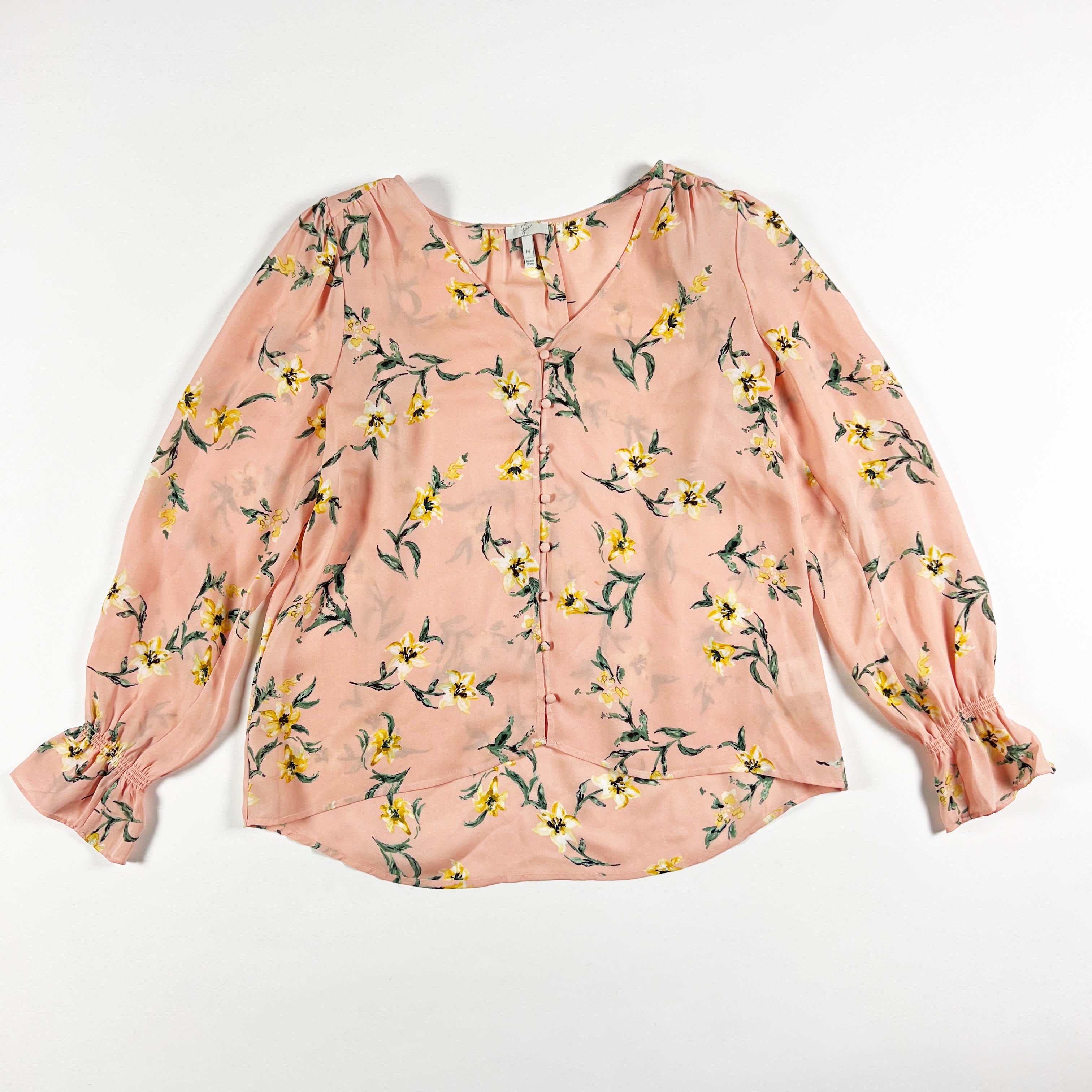 Joie Bolona Silk Chiffon Floral Flower Print Pattern Button Front Blouse Shirt M