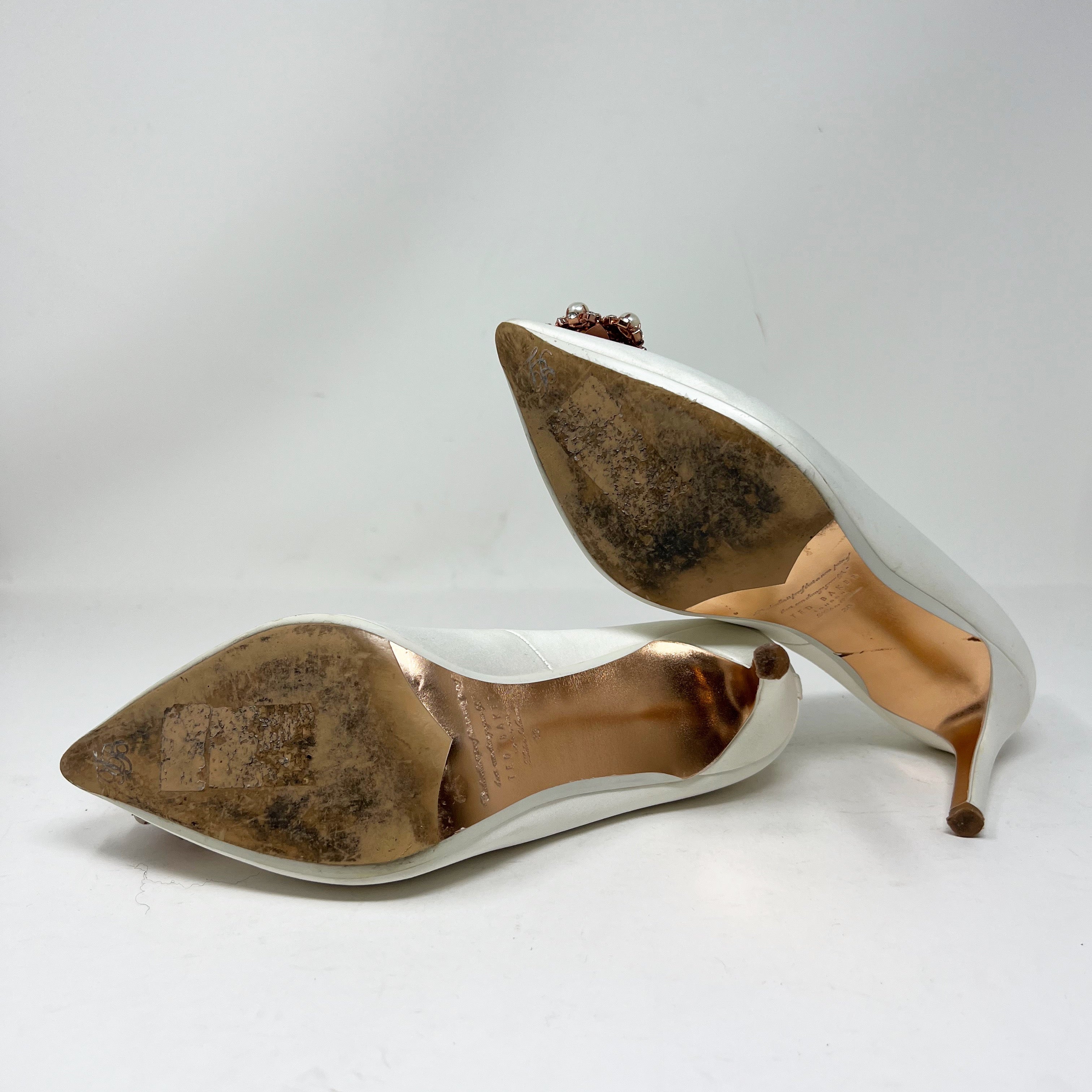 Ted Baker Dahrlin Pearl Jewel Crystal Satin Embellished Pointed Toe Pump Heels