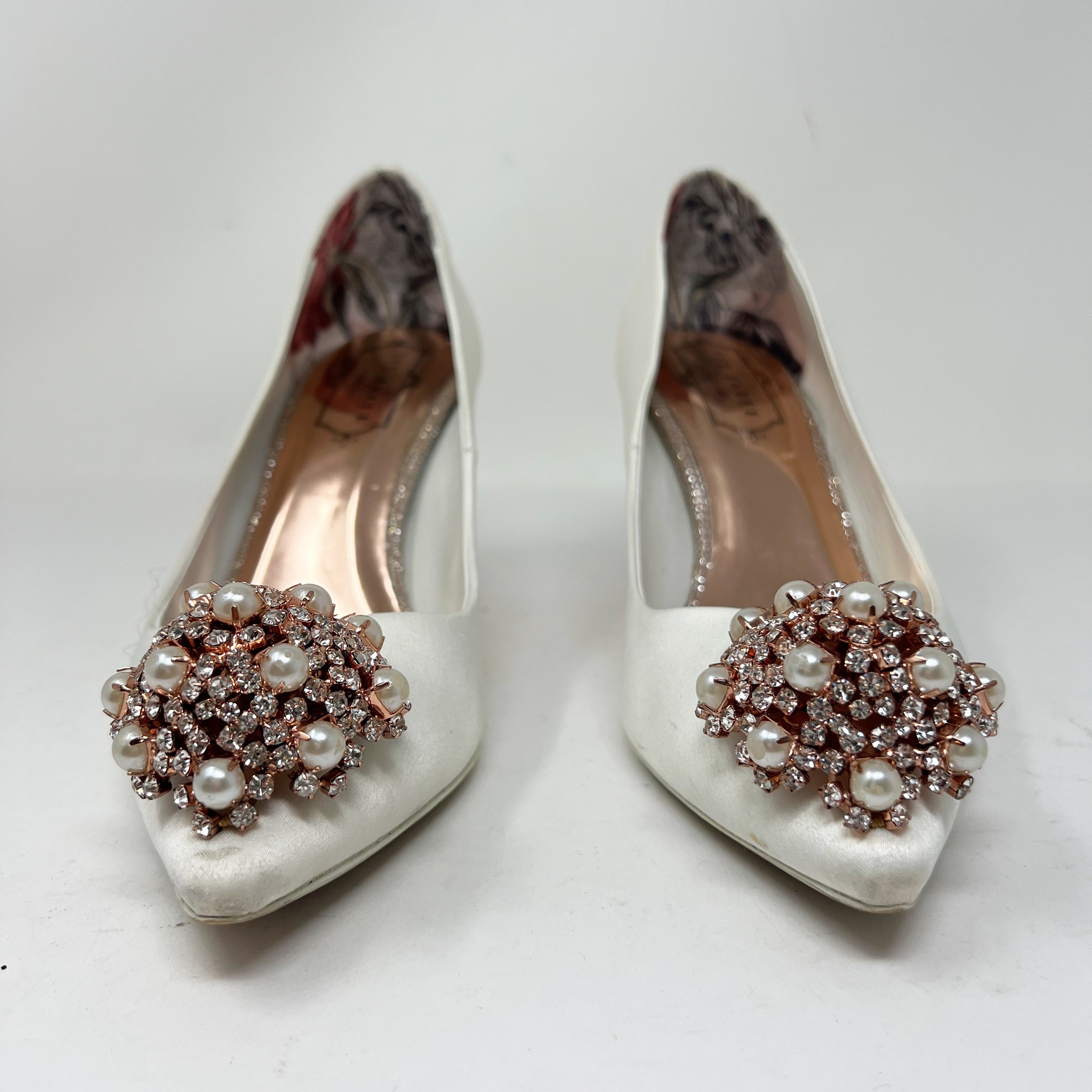 Ted Baker Dahrlin Pearl Jewel Crystal Satin Embellished Pointed Toe Pump Heels