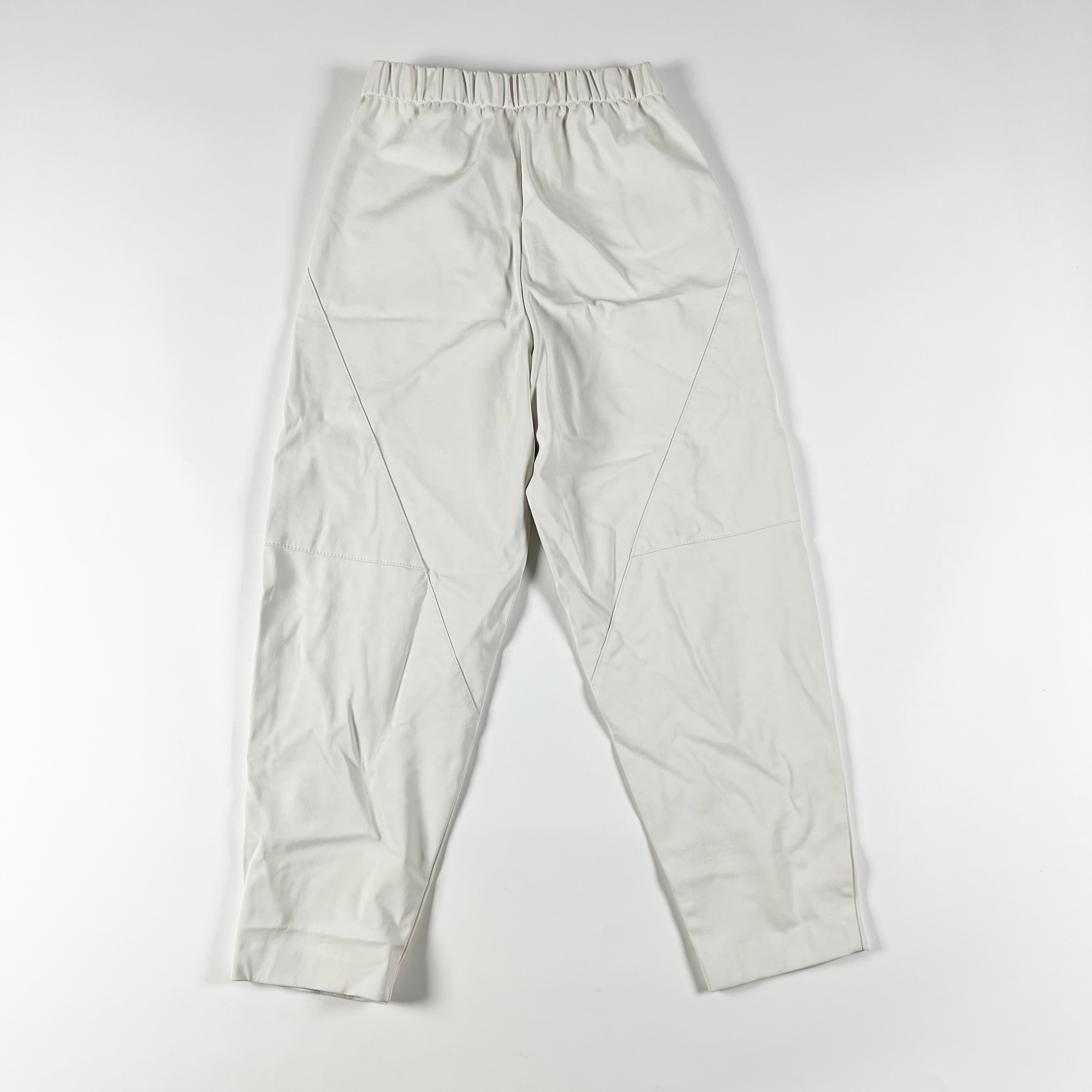 Zara Faux Vegan Leather Mid Rise Ankle Crop Seamed Casual Trouser Pants Small