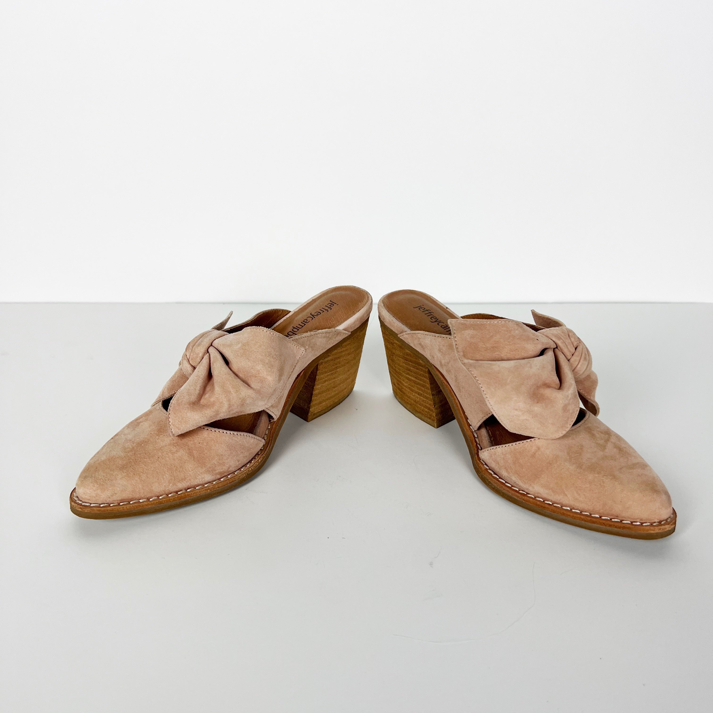 Jeffrey Cambell Cyrus Genuine Suede Pointed Toe Bow Tie Slip On Heels Shoes 5