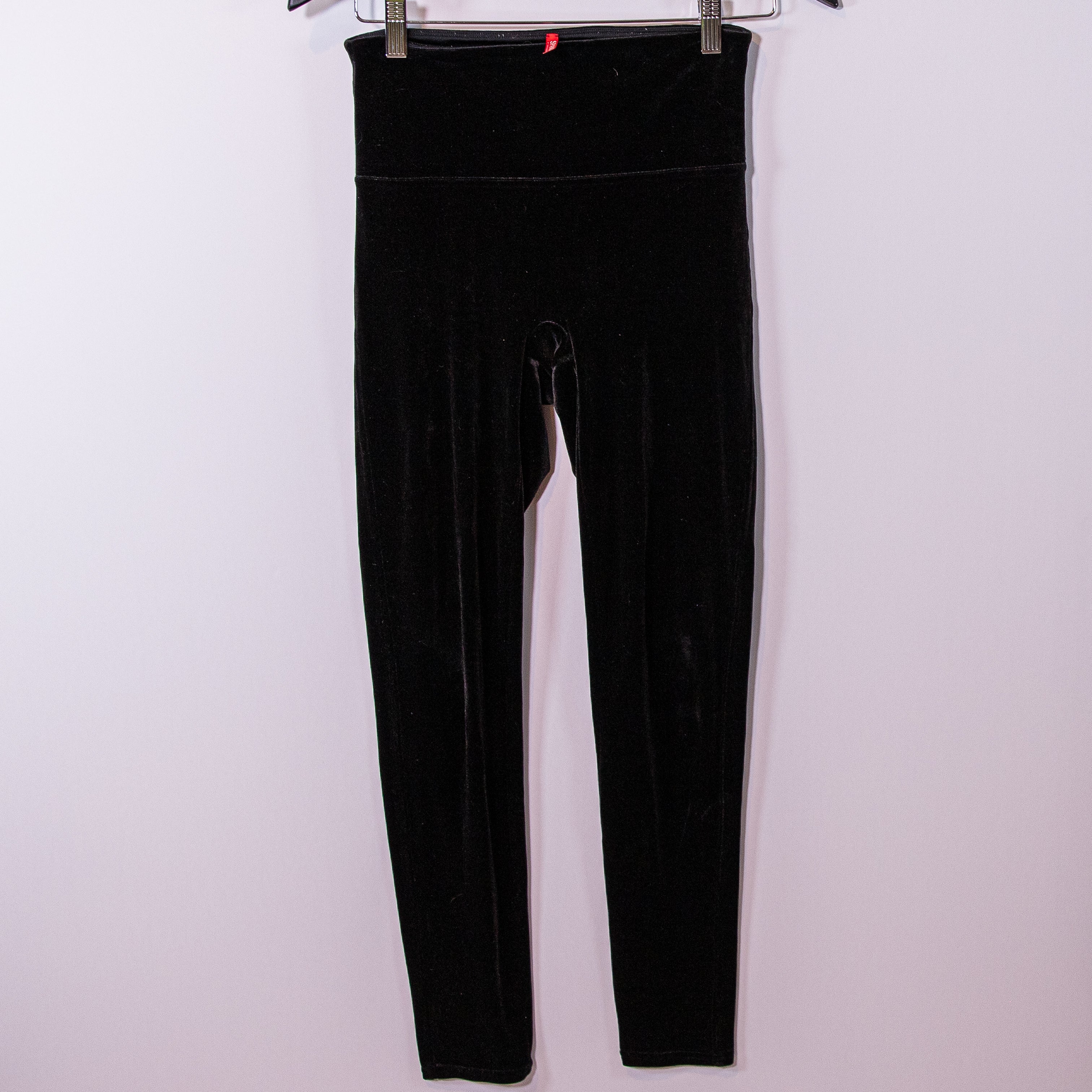 Spanx Velvet Velour High Rise Slimming Ankle Length Leggings Solid Black S
