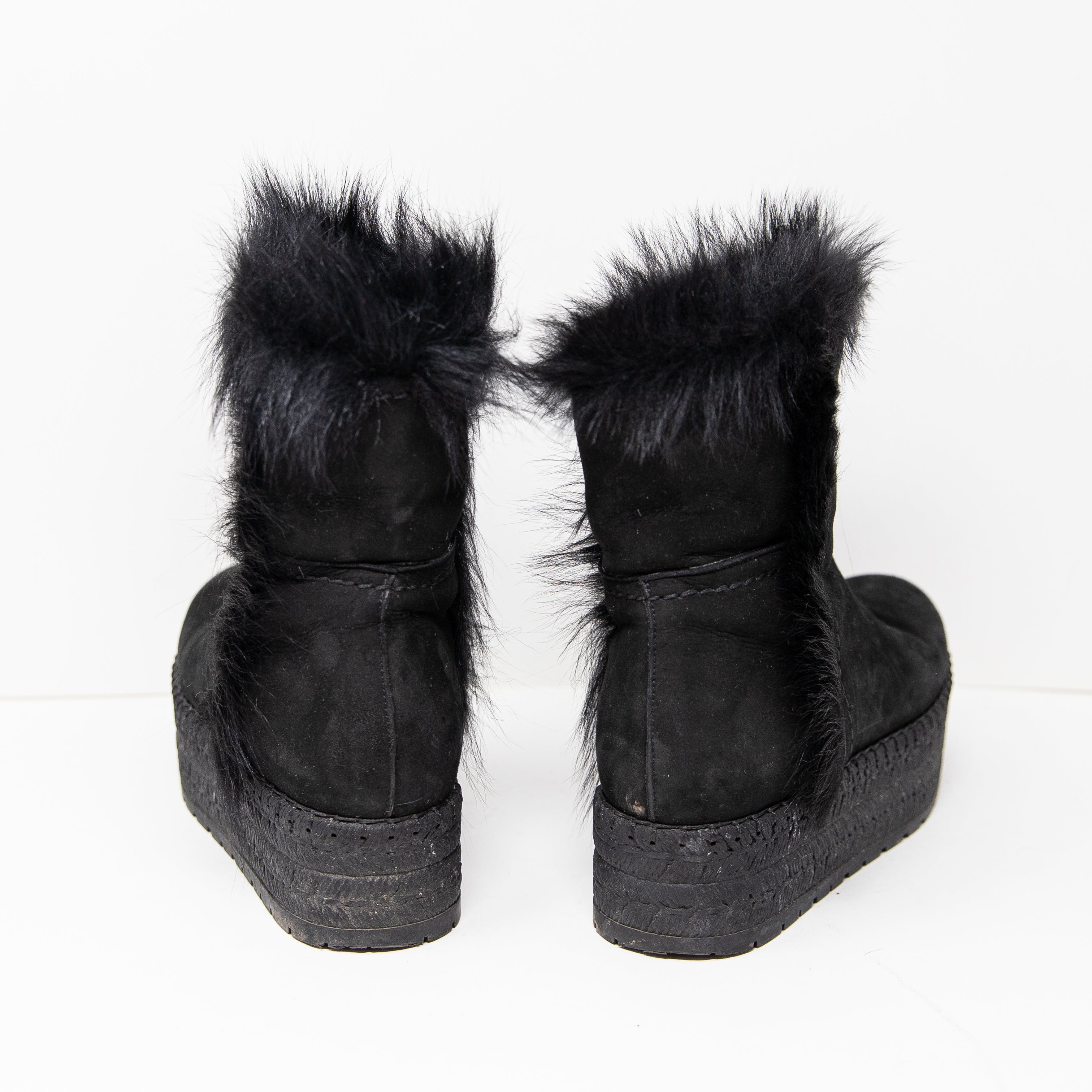 Prada Women's Calzature Donna Montone Visone Genuine Suede Platform Boots Shoes