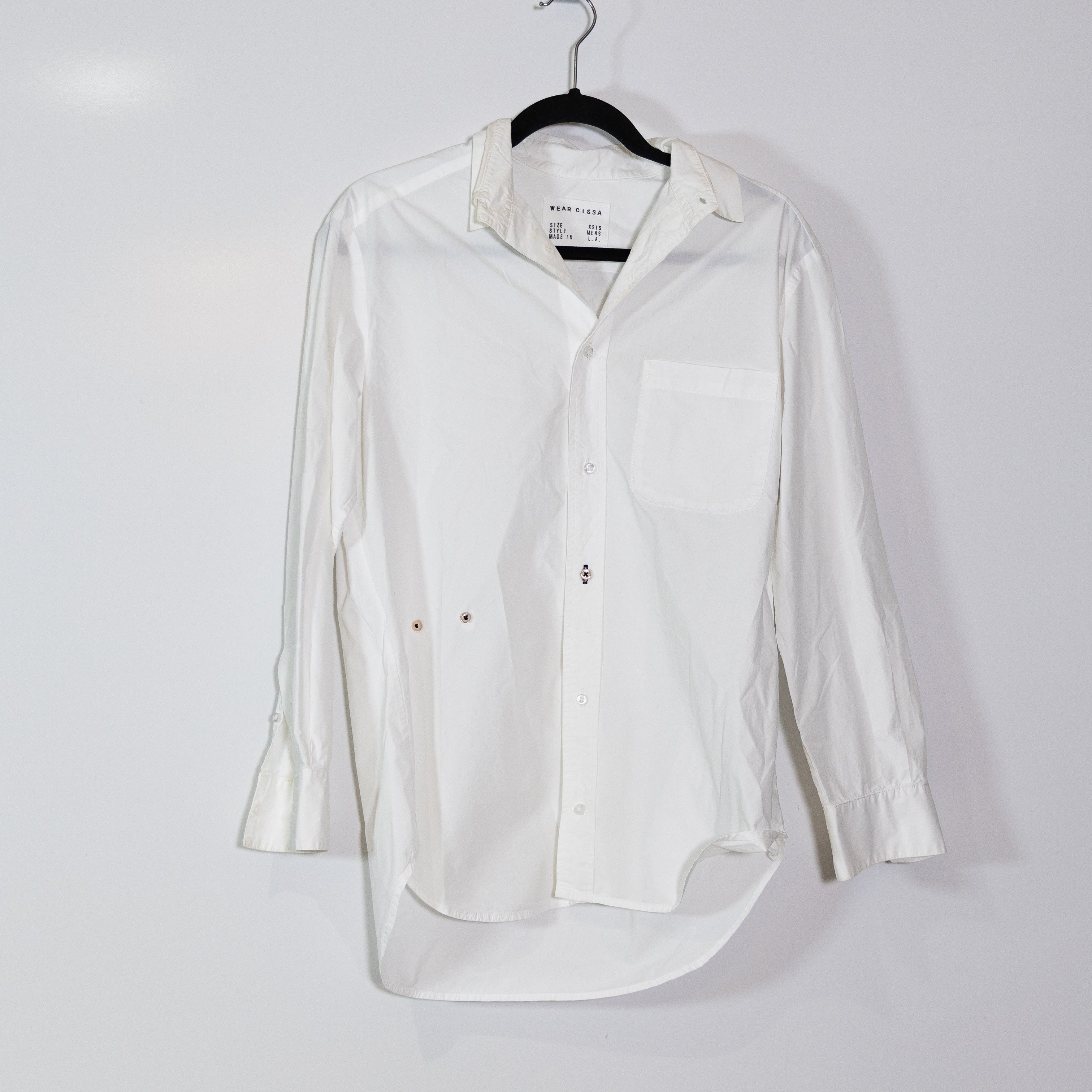 Cissa Women's The Daily Cotton Collared Button Down Wrap Shirt Blouse White XS/S