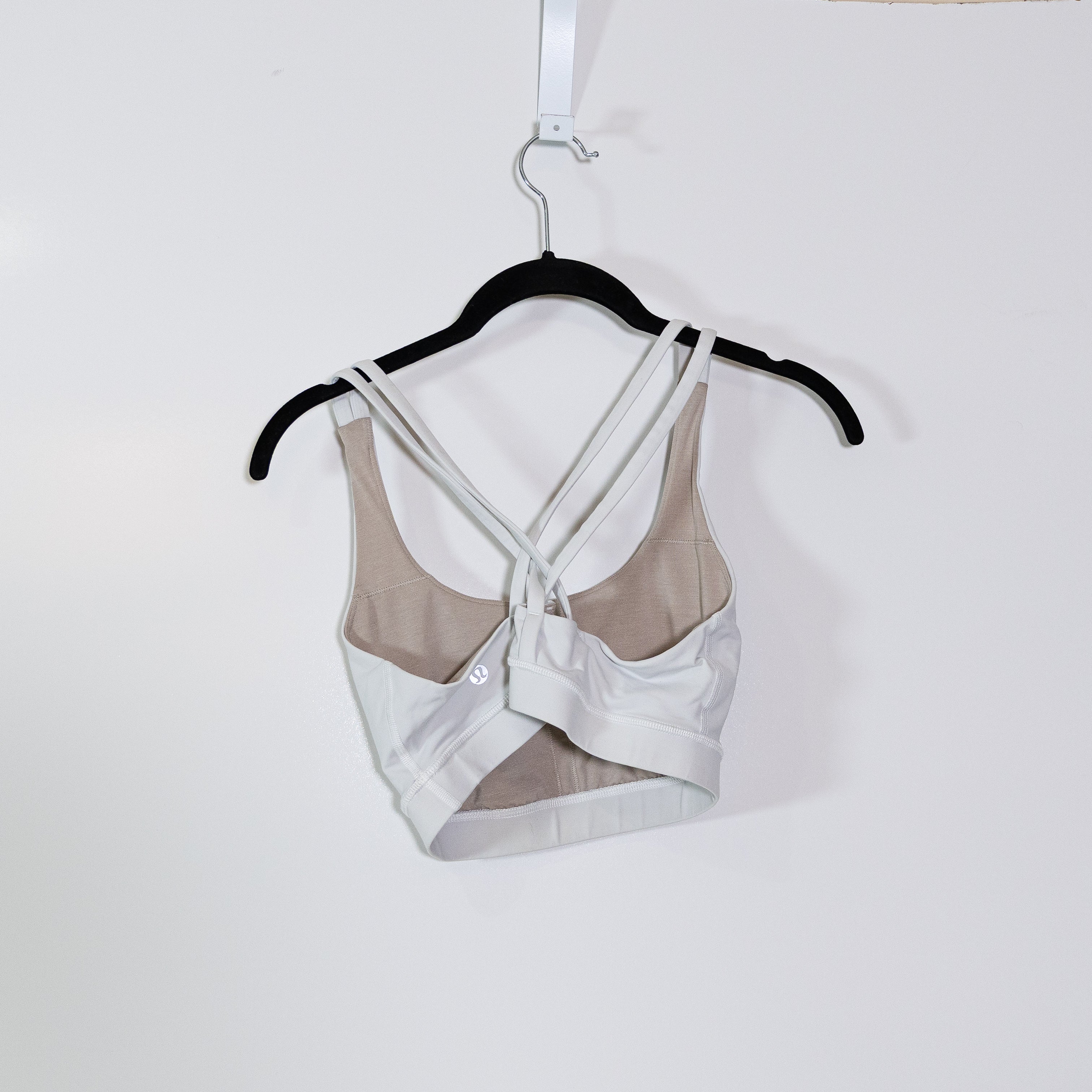 Lululemon Women's Energy Strappy Athletic Work Out Sports Bra Solid White 8