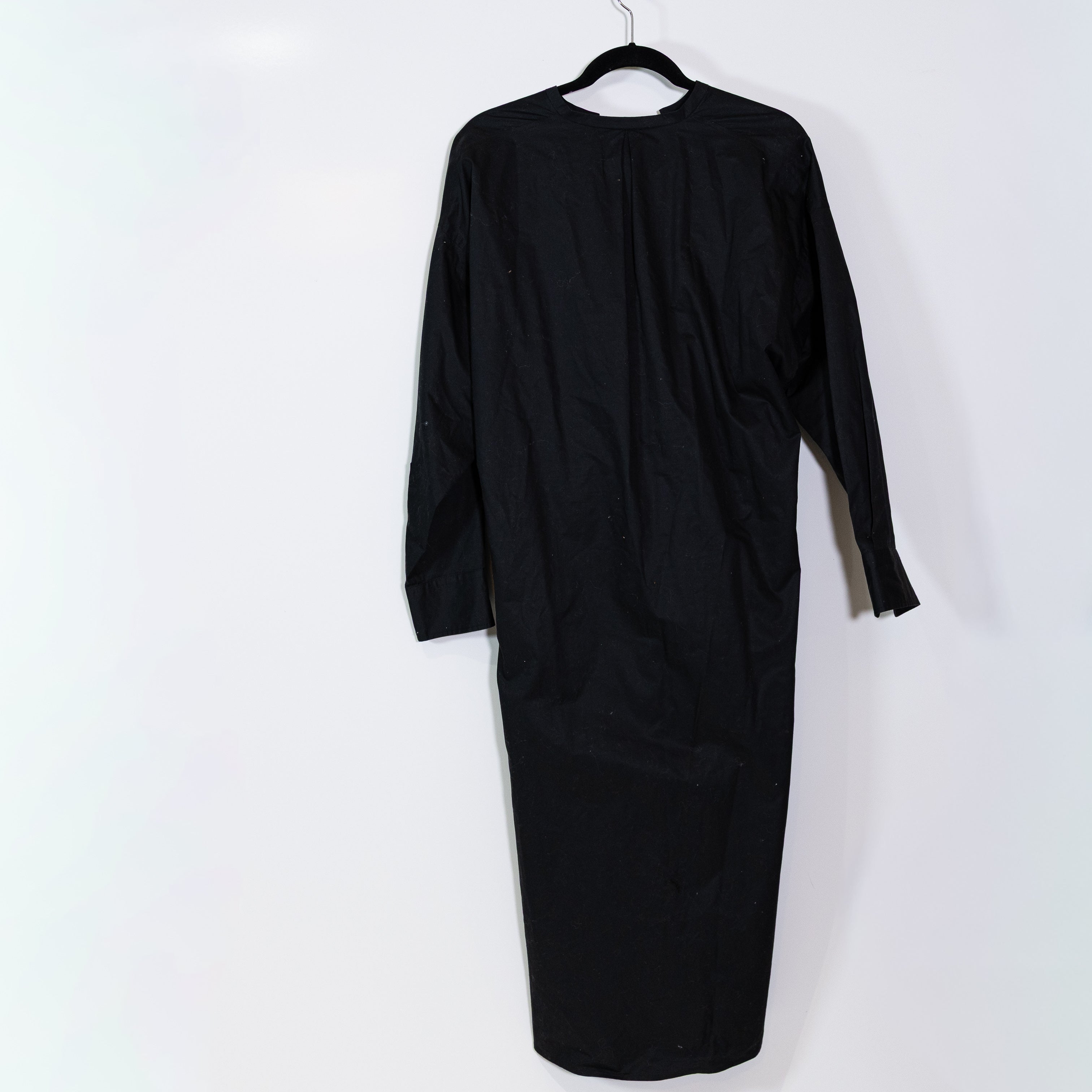 Isabel Marant Cotton Poplin Long Sleeve Pullover Tie Front Midi Dress Black M