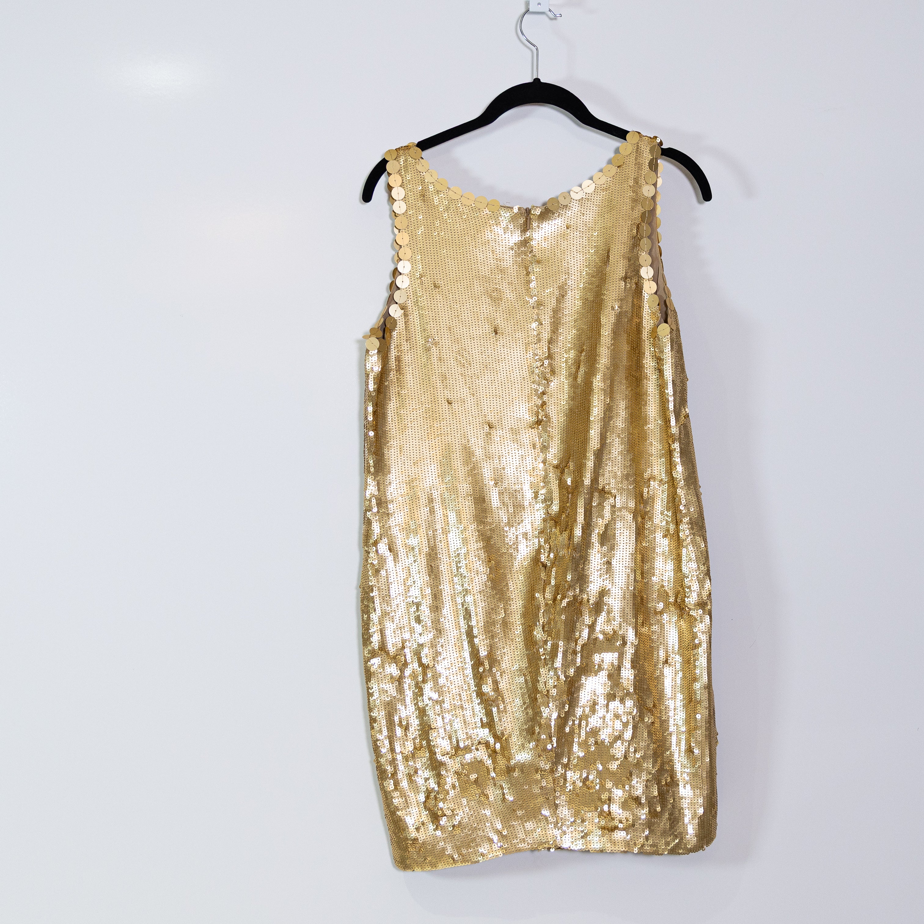 Nicole Miller Collection Gold Sequin Embellished Cocktail Party Mini Dress M