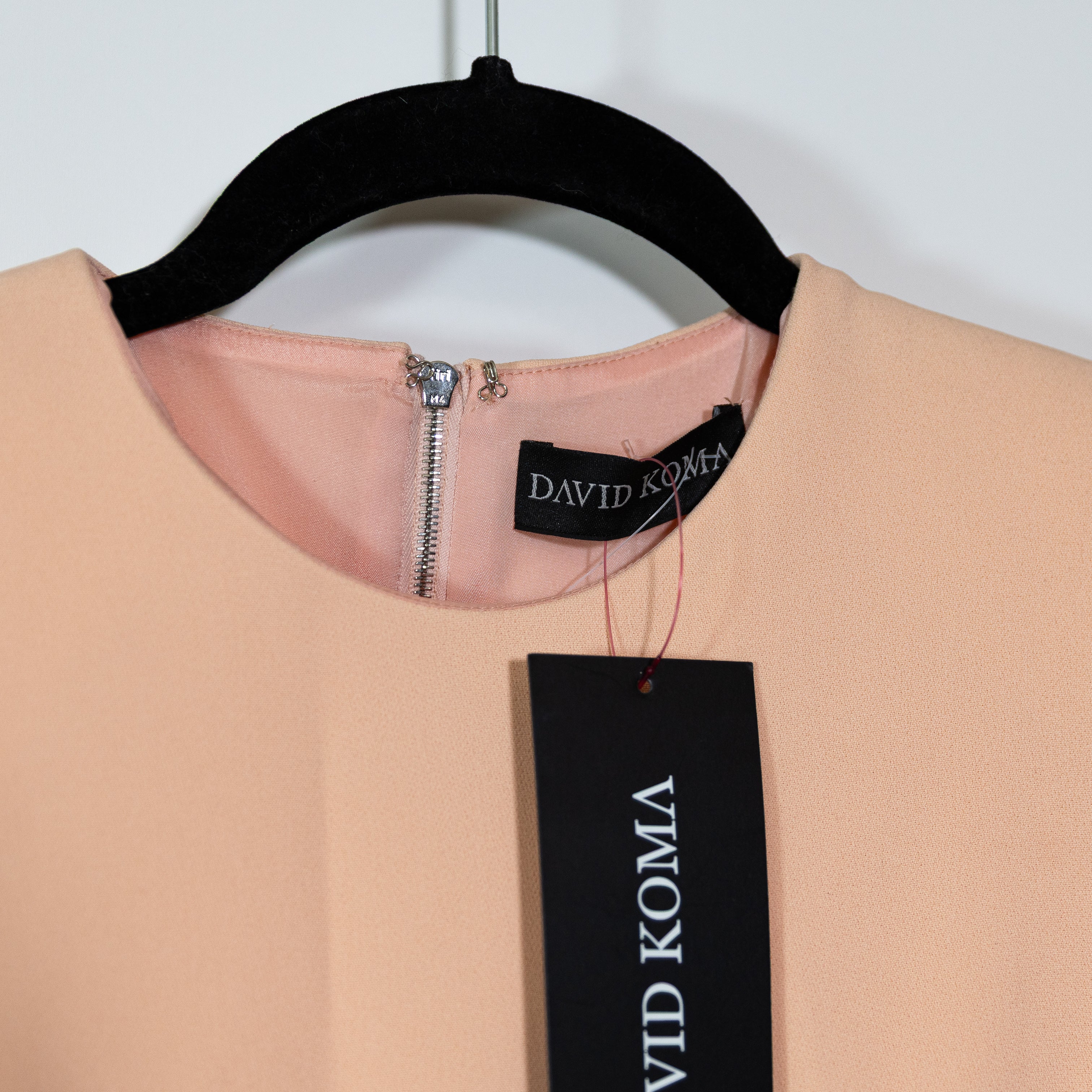 NEW David Koma Cady Long Sleeve Crystal Jewel Embellished Trip Crop Top Peach 6