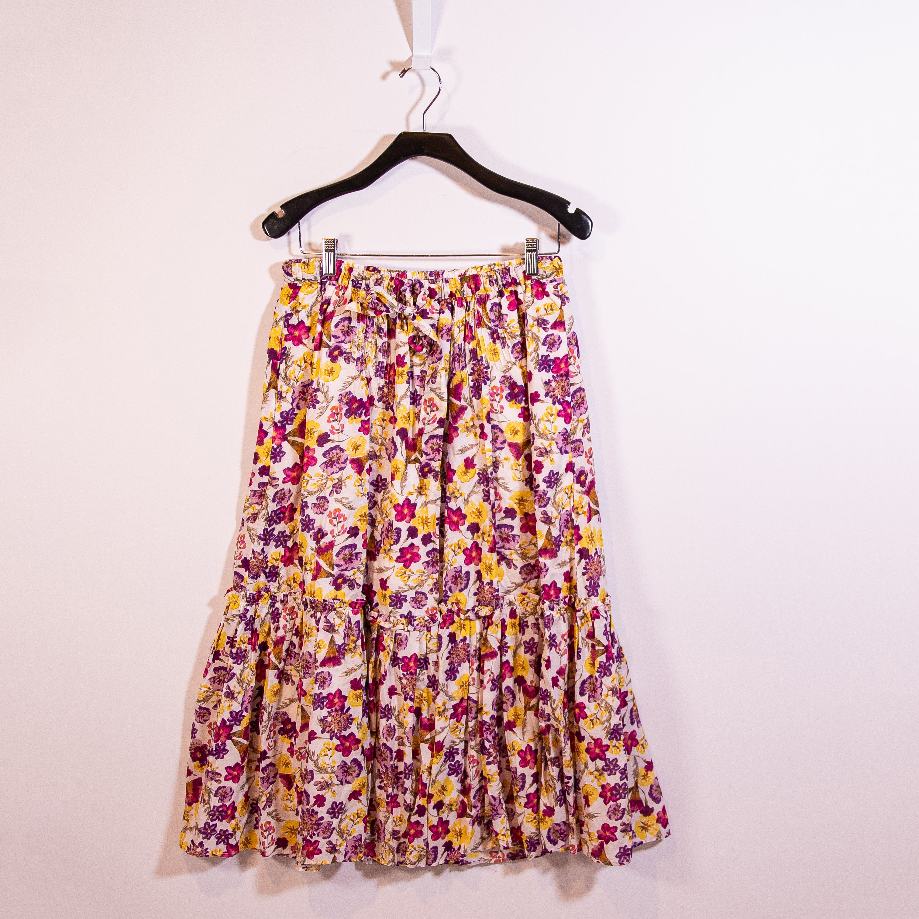 NEW J. Crew Tie-Waist Midi Skirt In Summer Garden Floral Ivory Bright Pink Small