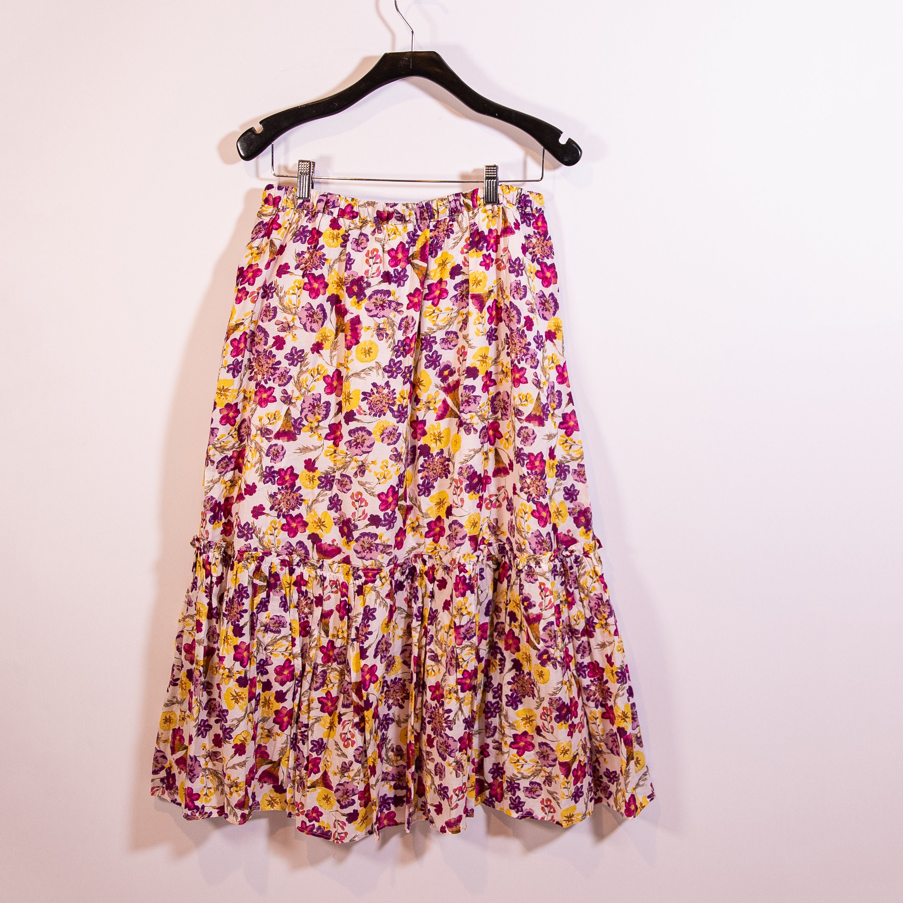 NEW J. Crew Tie-Waist Midi Skirt In Summer Garden Floral Ivory Bright Pink Small