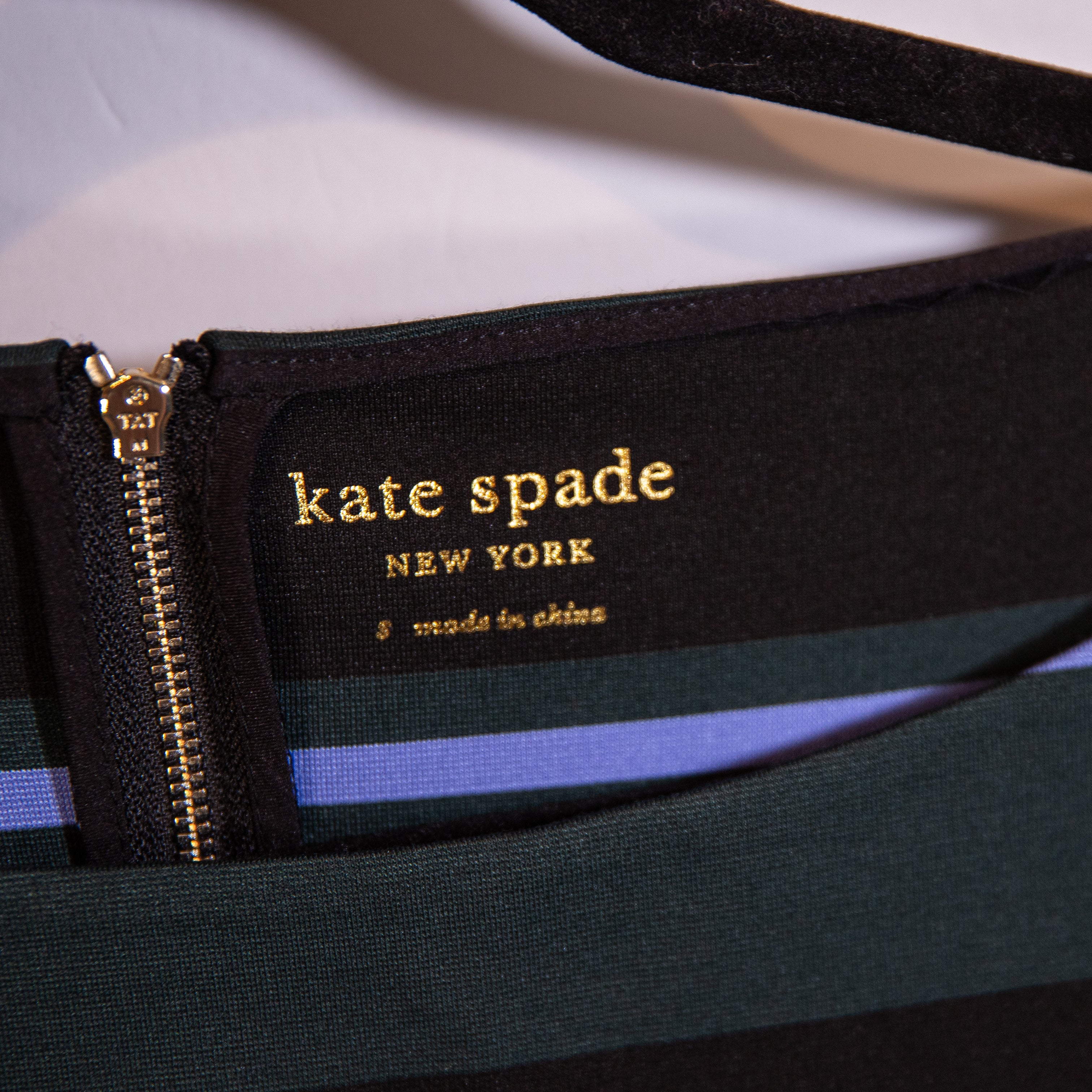 NEW Kate Spade Stripe Ponte Fiorella Pineforest Green Blue Midi Dress Small