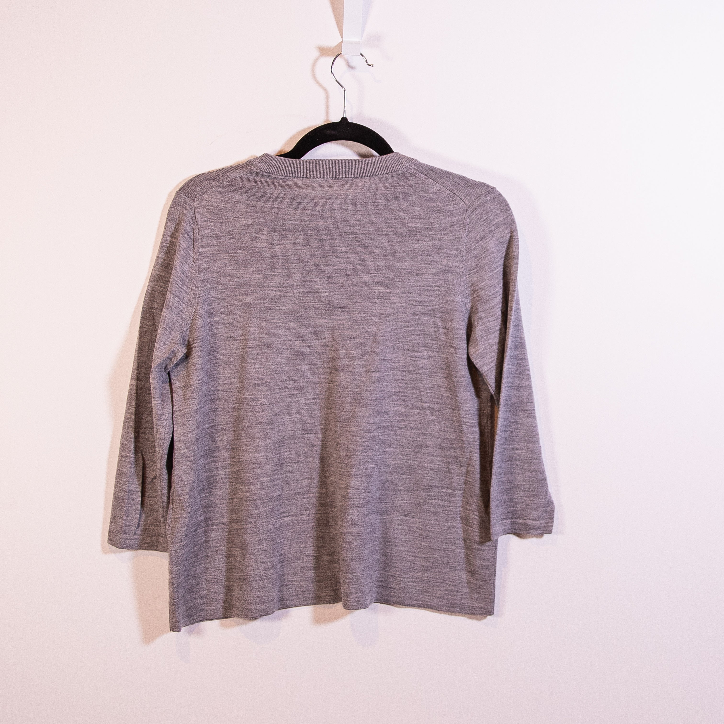 Kate Spade Broome Street Collared Relax Fit Knit Quarter Sleeve Sweater Gray S