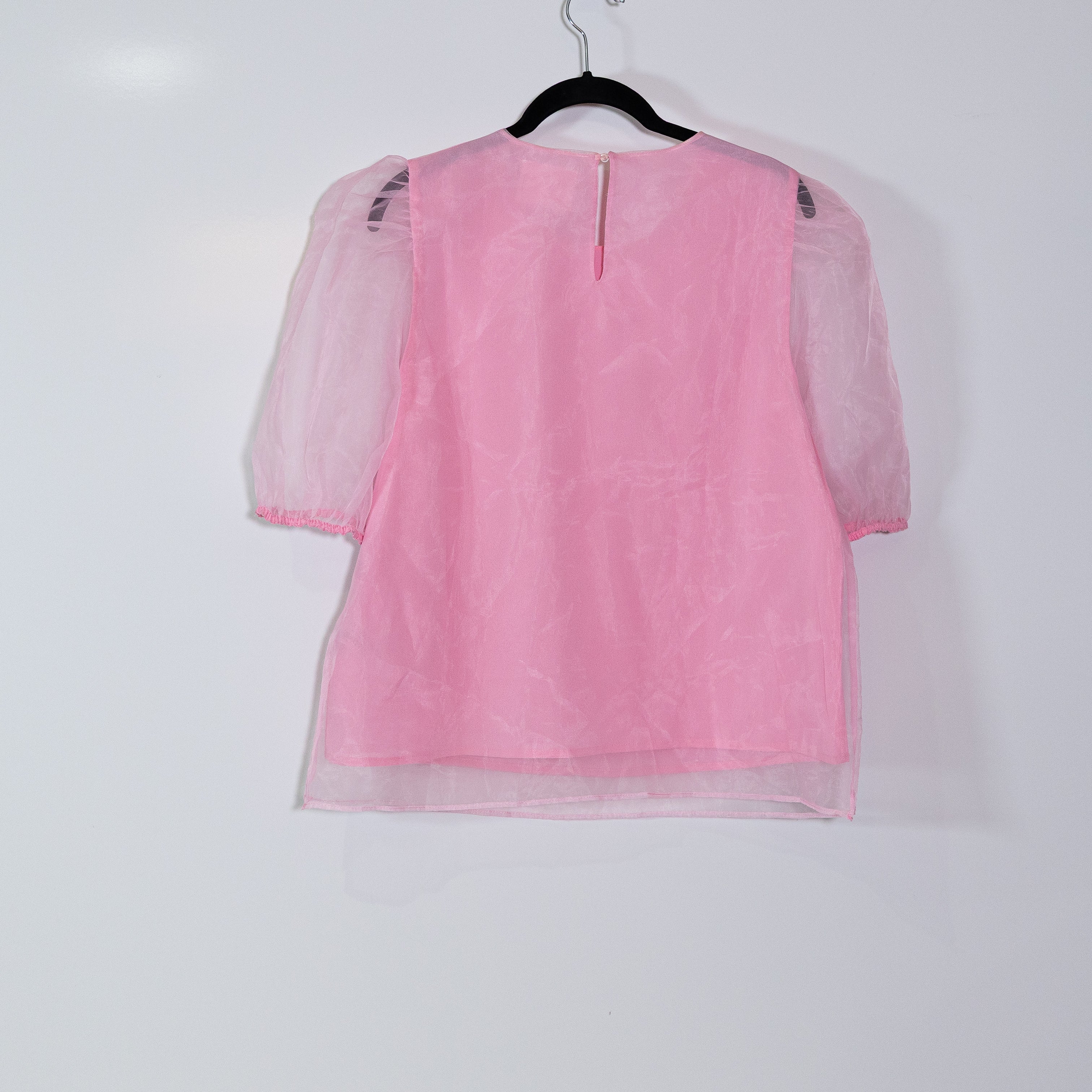 NEW Tuckernuck Hyacinth House Rourke Tulle Chiffon Puff Sleeve Blouse Shirt Pink