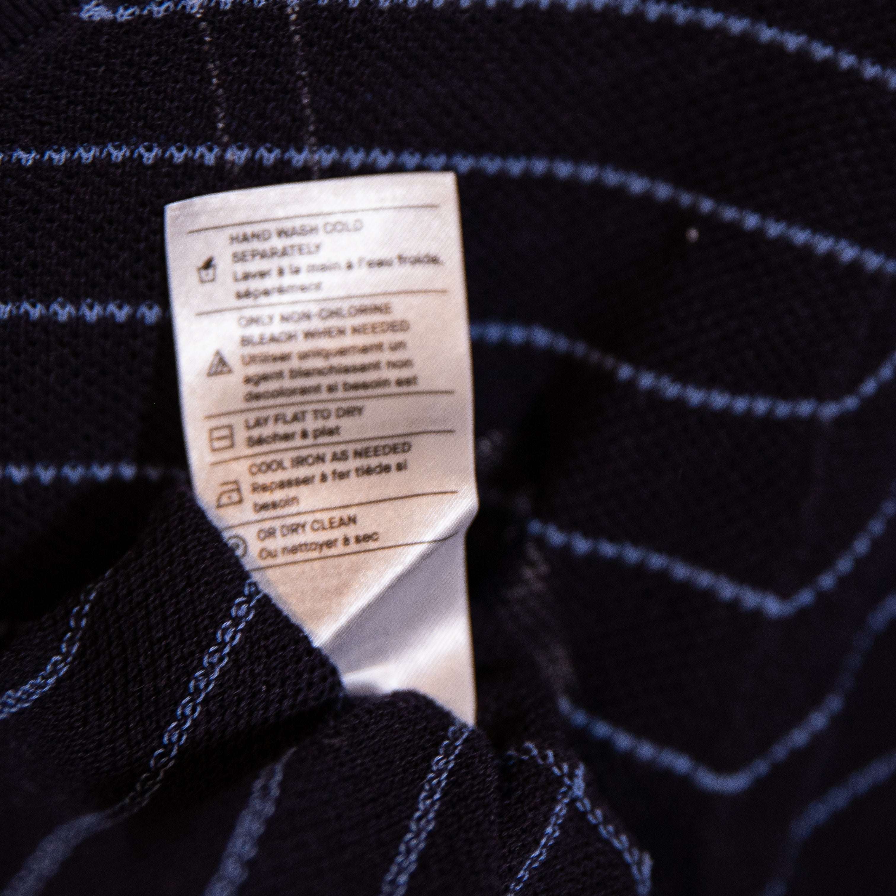 NEW Vince Crew Neck Cotton Knit Quarter Sleeve Pullover Stripe Sweater Blue M