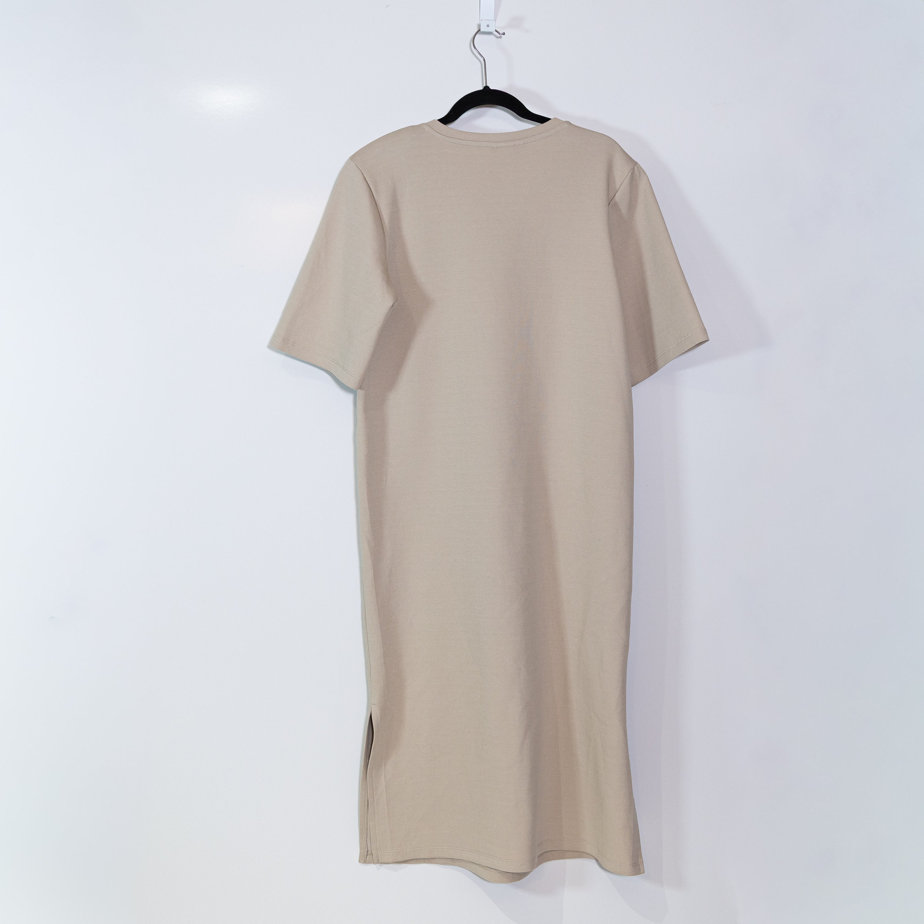 Gestuz Imina Short Sleeve Cotton Blend Crew Neck Tee Shirt Dress Neutral Medium